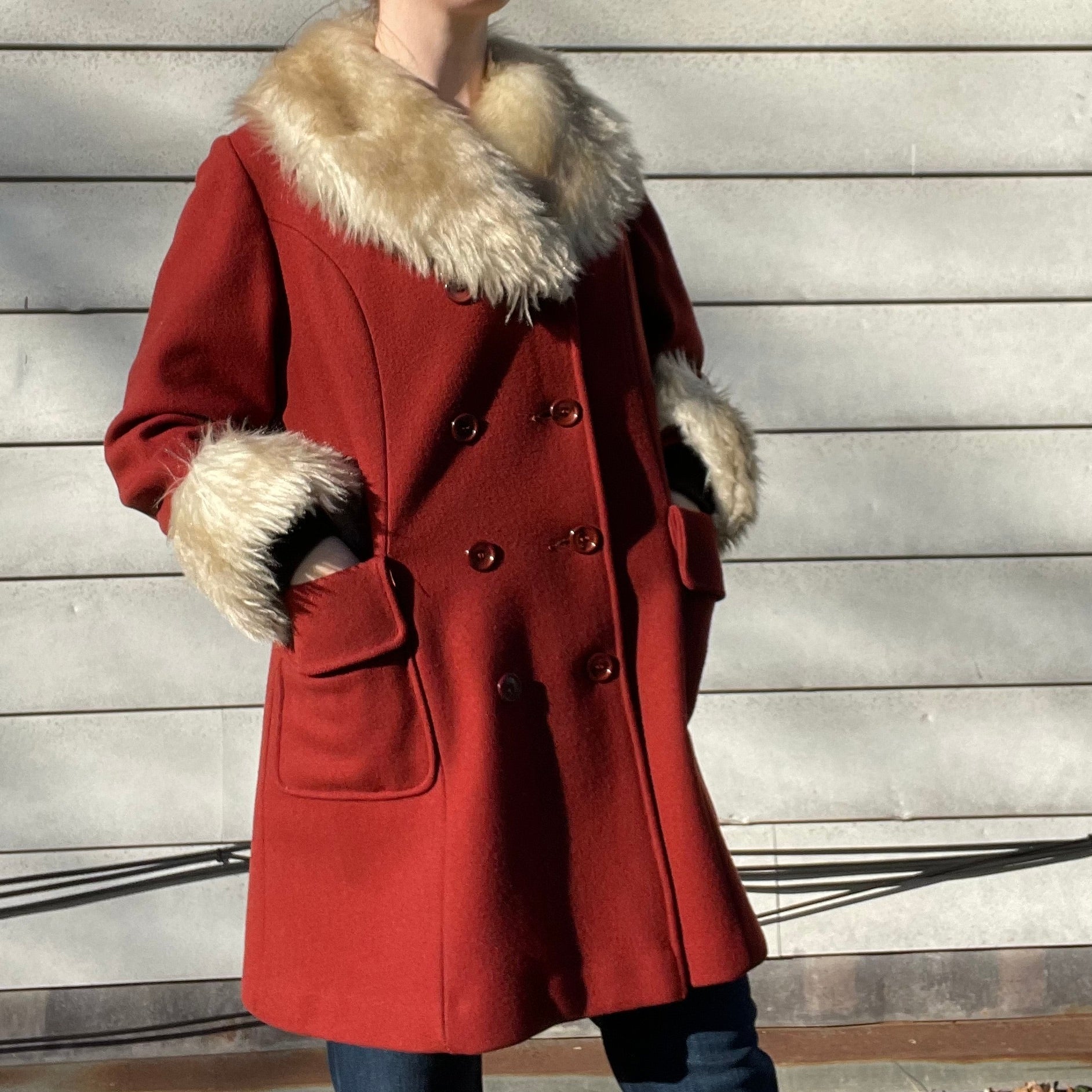 60s/70s Vintage Penny Lane Style Coat | Faux Fur Collar By Sears Fashions - Image 10