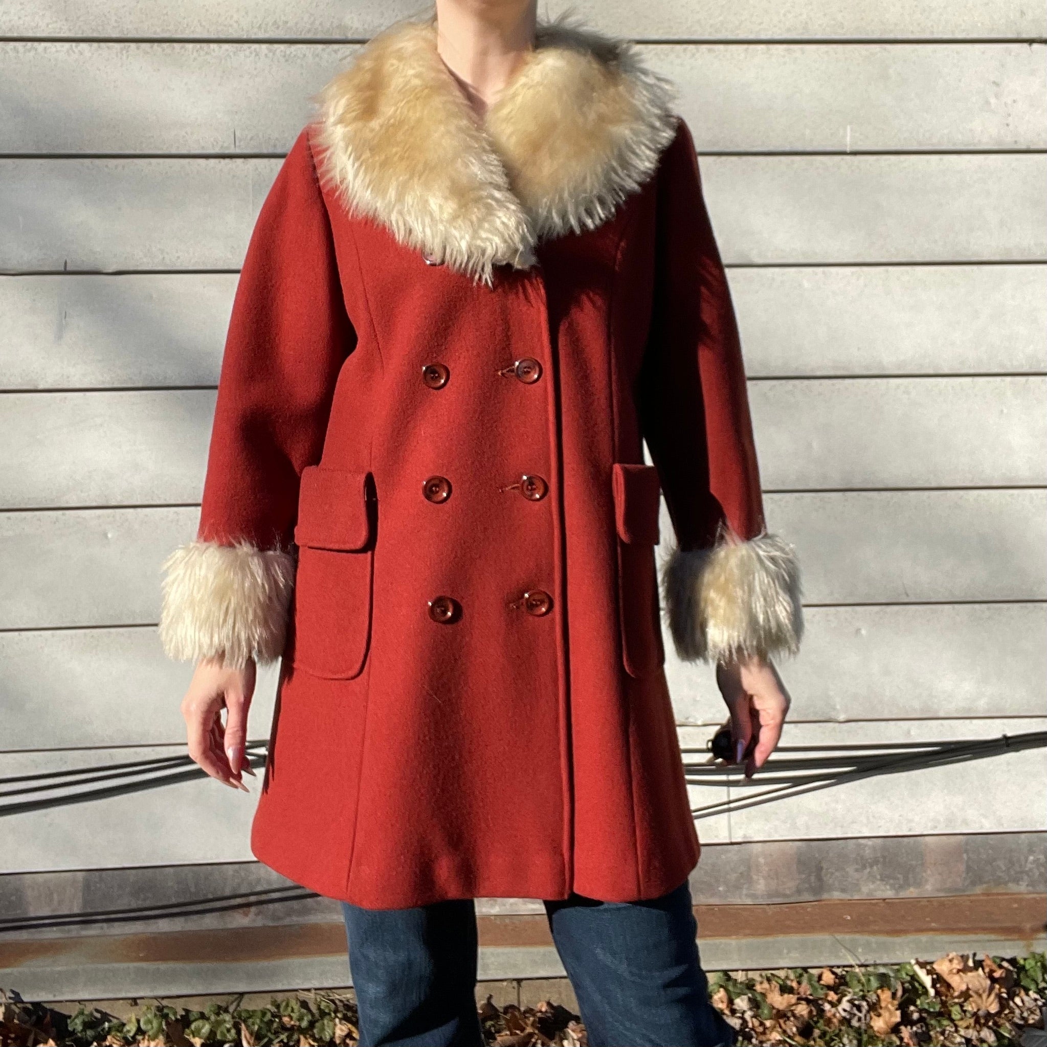 60s/70s Vintage Penny Lane Style Coat | Faux Fur Collar By Sears Fashions - Image 3
