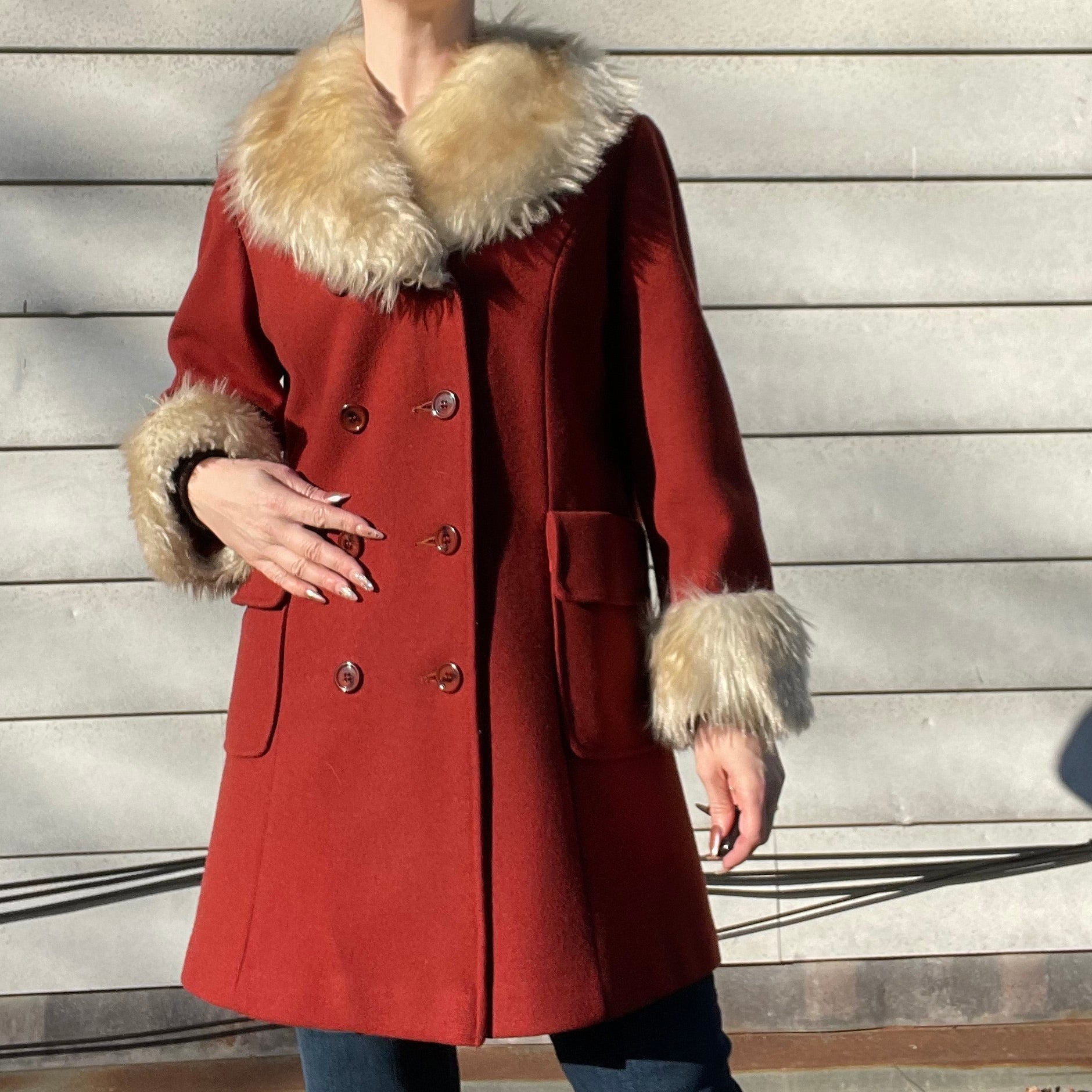 60s/70s Vintage Penny Lane Style Coat | Faux Fur Collar By Sears Fashions - Image 8
