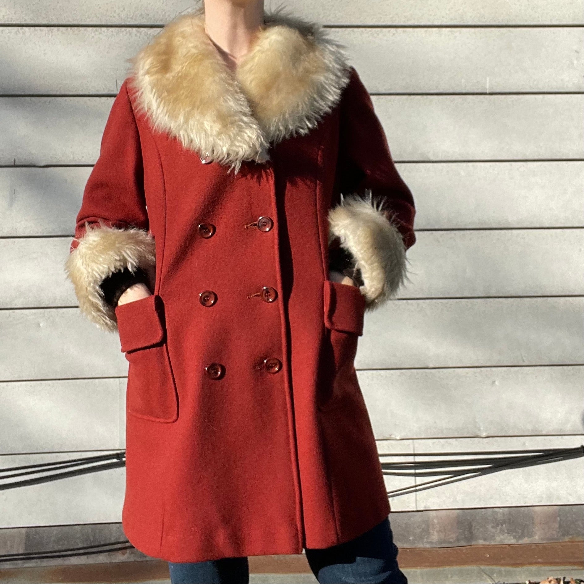 60s/70s Vintage Penny Lane Style Coat | Faux Fur Collar By Sears Fashions - Image 9