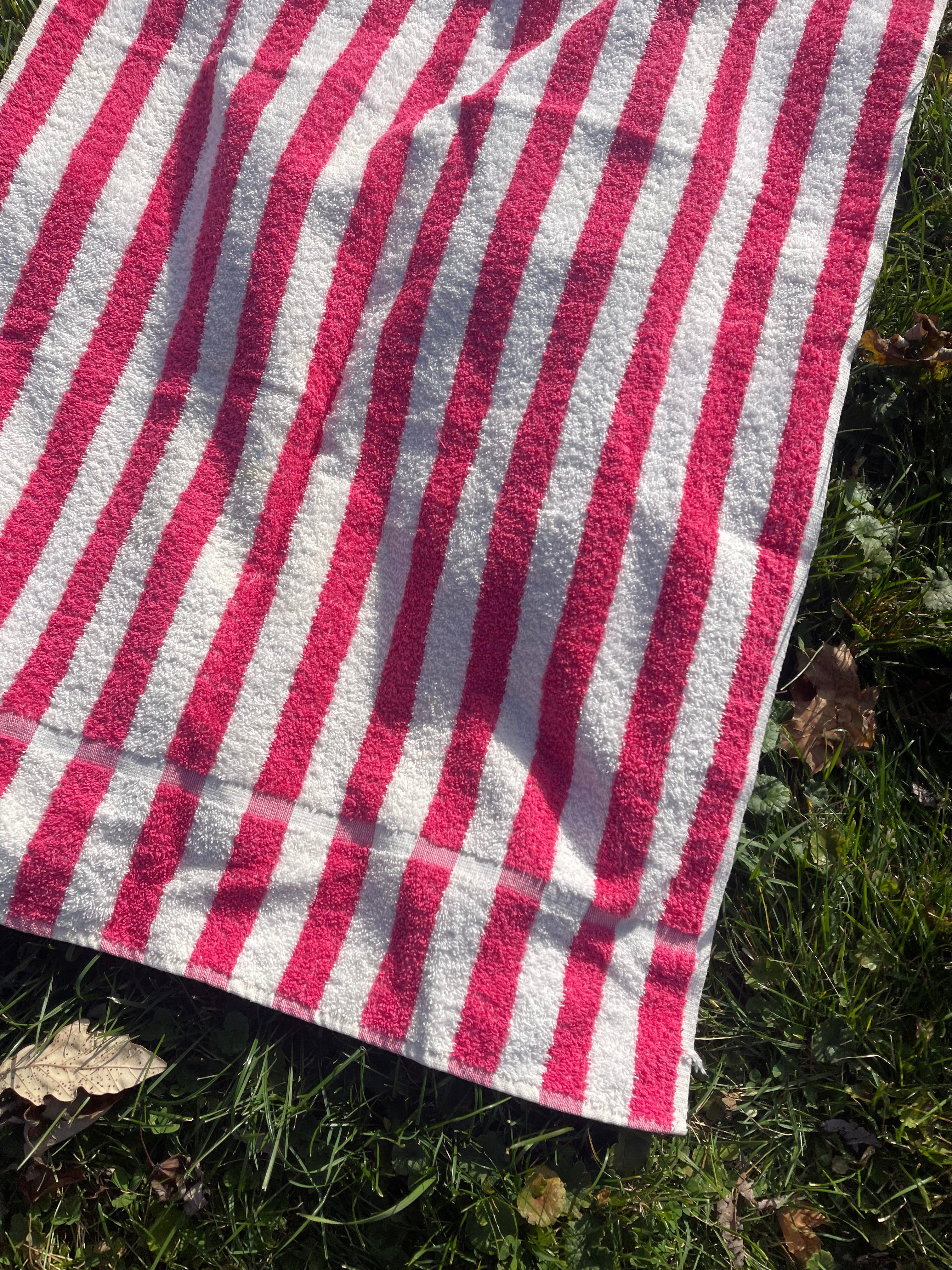 60s/70s Vintage Pink And White Striped Towel | All Cotton By Cannon - Image 3