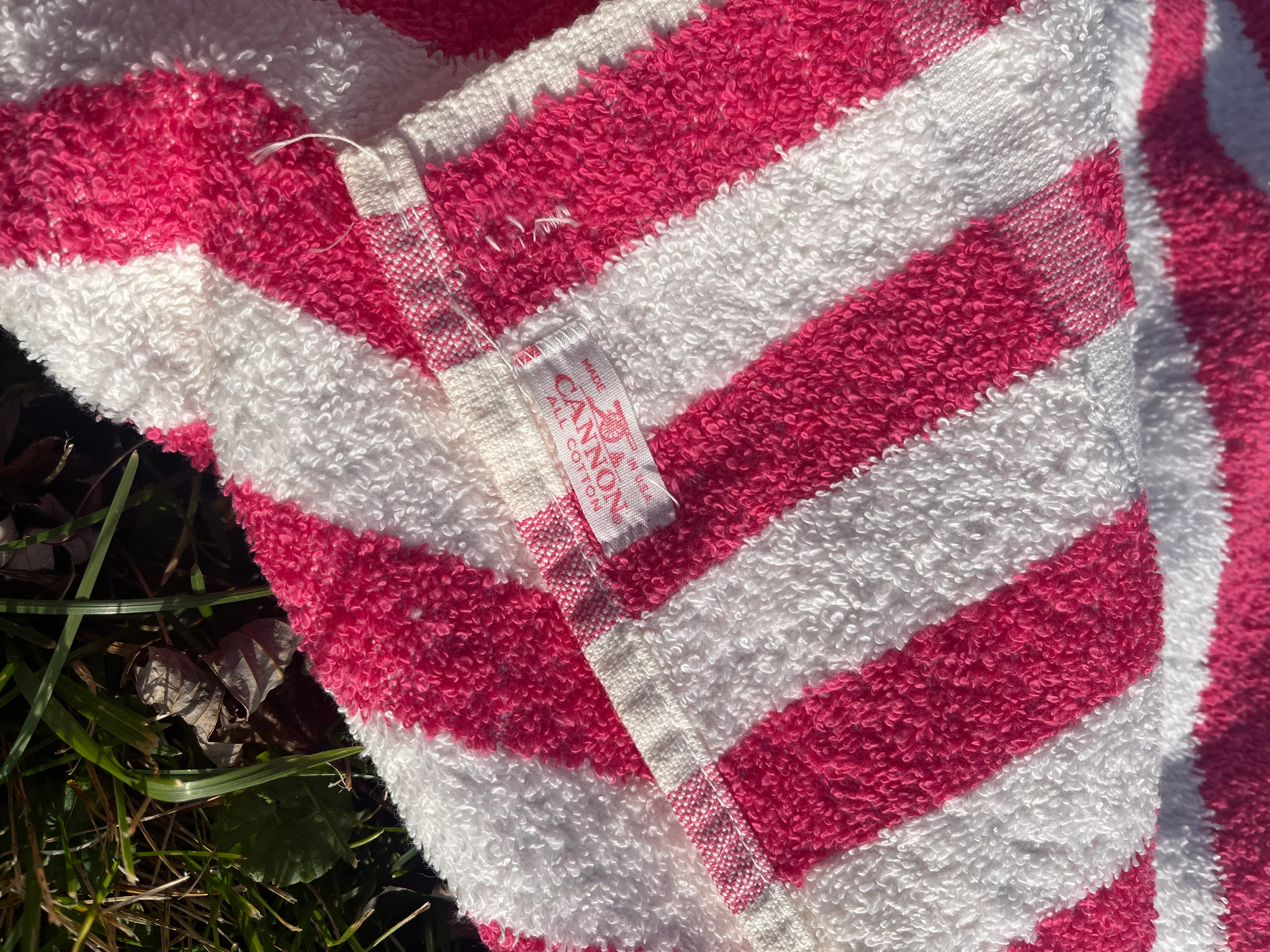 60s/70s Vintage Pink And White Striped Towel | All Cotton By Cannon - Image 5