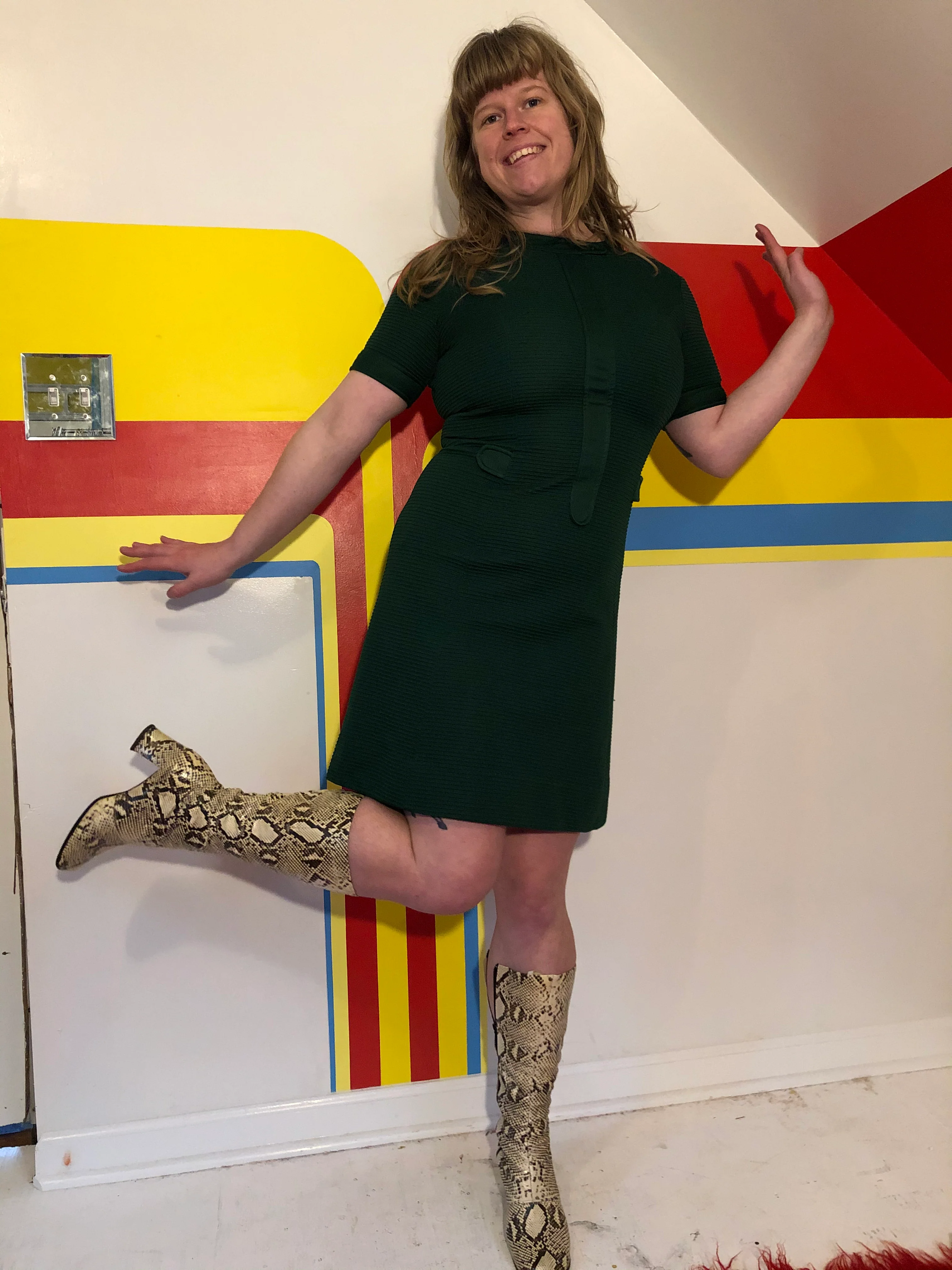 60s/70s Vintage Snakeskin Gogo Knee High Boots Mod - Image 7