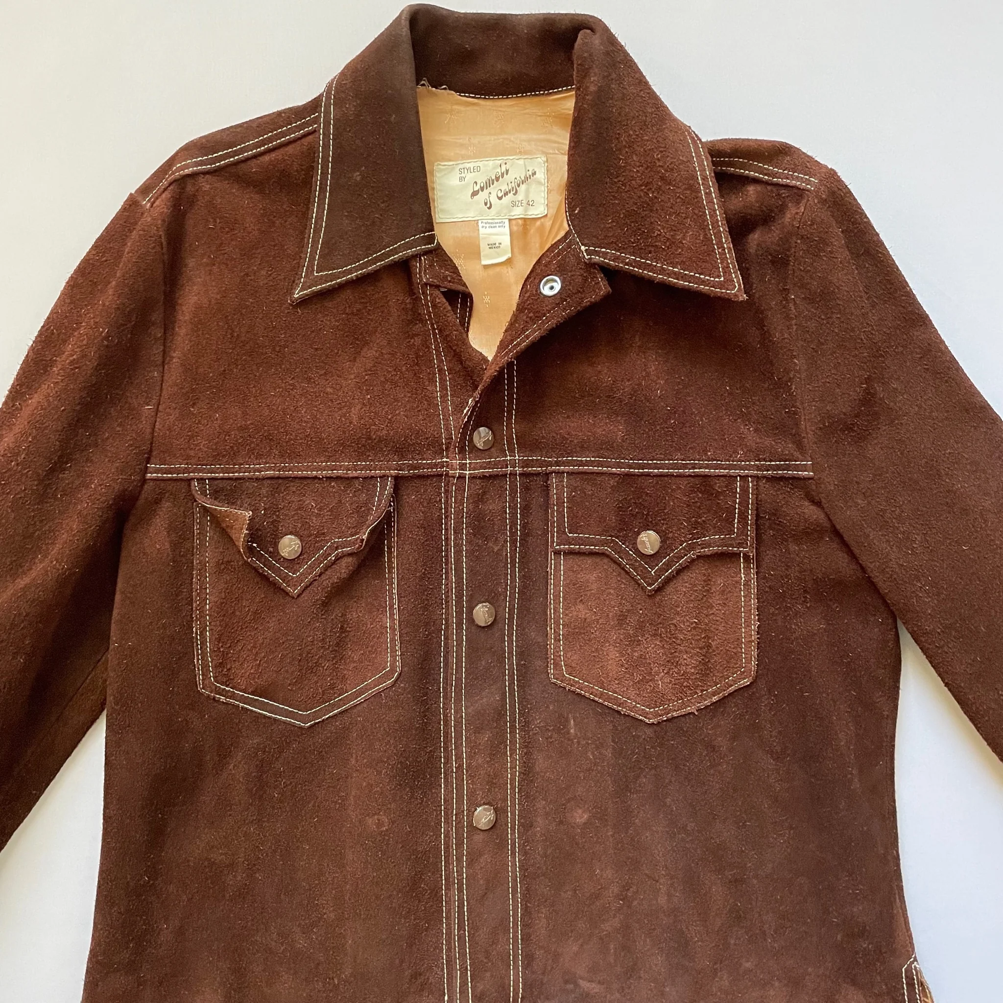 60s/70s Vintage Suede Shirt Jacket Western Vibes 42 by Lomeli of California - Image 3