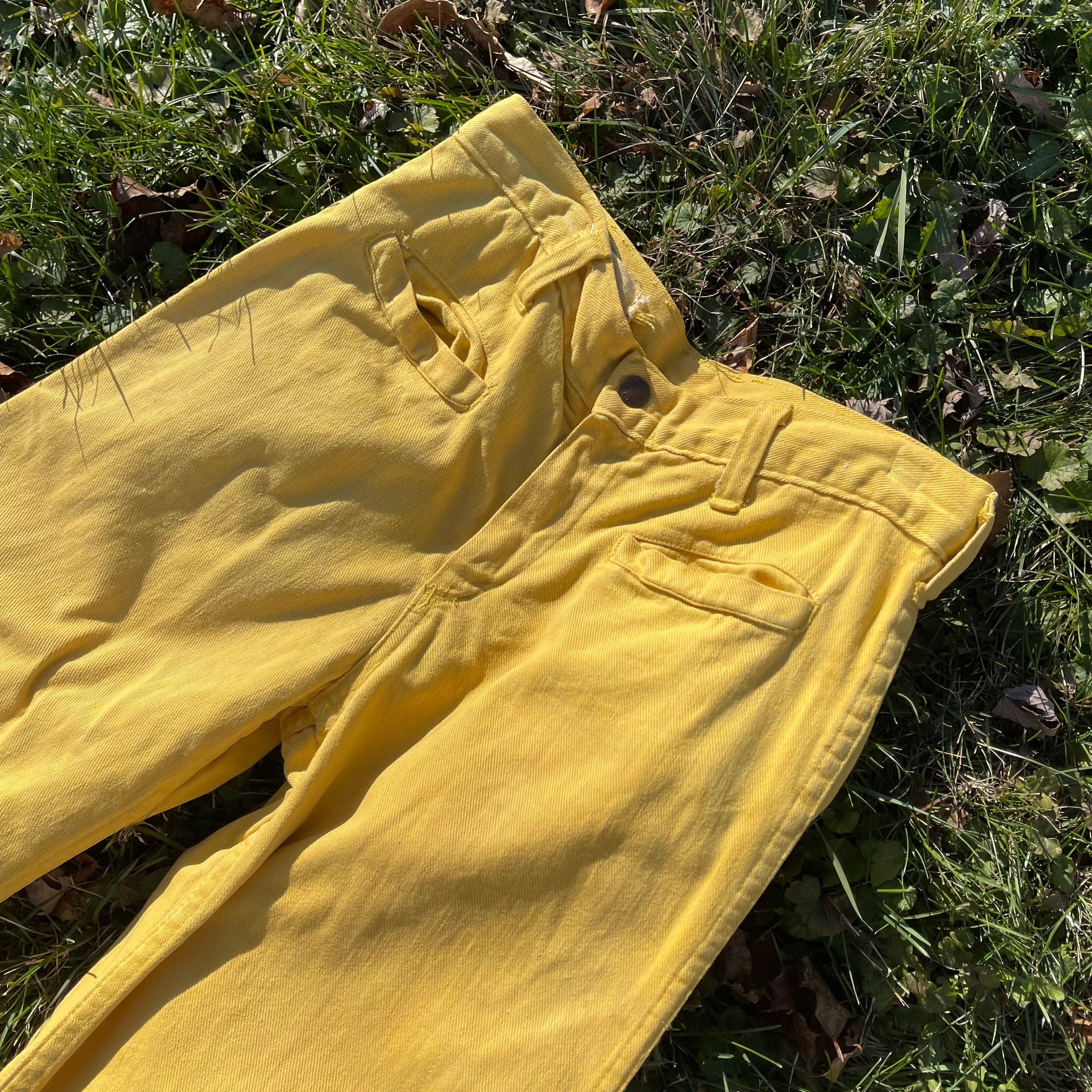 60s/70s Vintage Yellow Wide Leg Sailor Pants | Rolled Cuff By Joseph Magnin - Image 8
