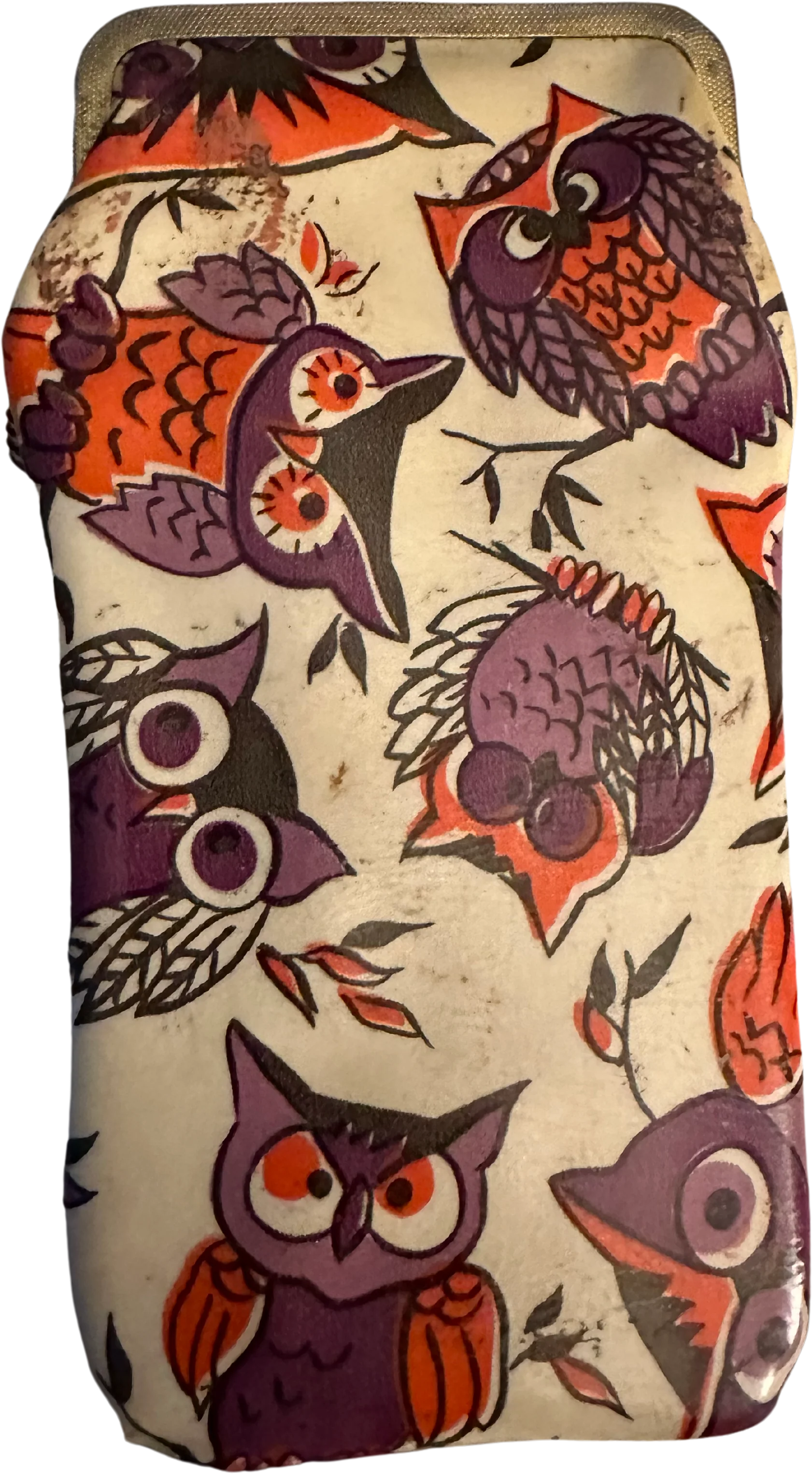 60s/70s Vinyl Owl Print Glasses Case - Image 2