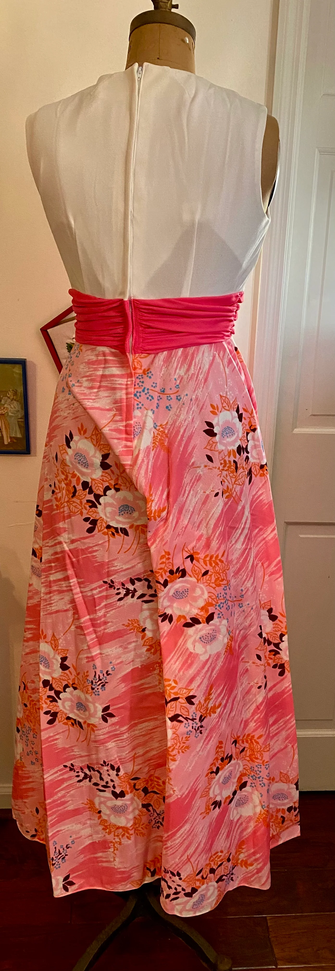 60s/70s Vtg One Piece Wide Leg Jumper Groovy Floral Pants - Image 6