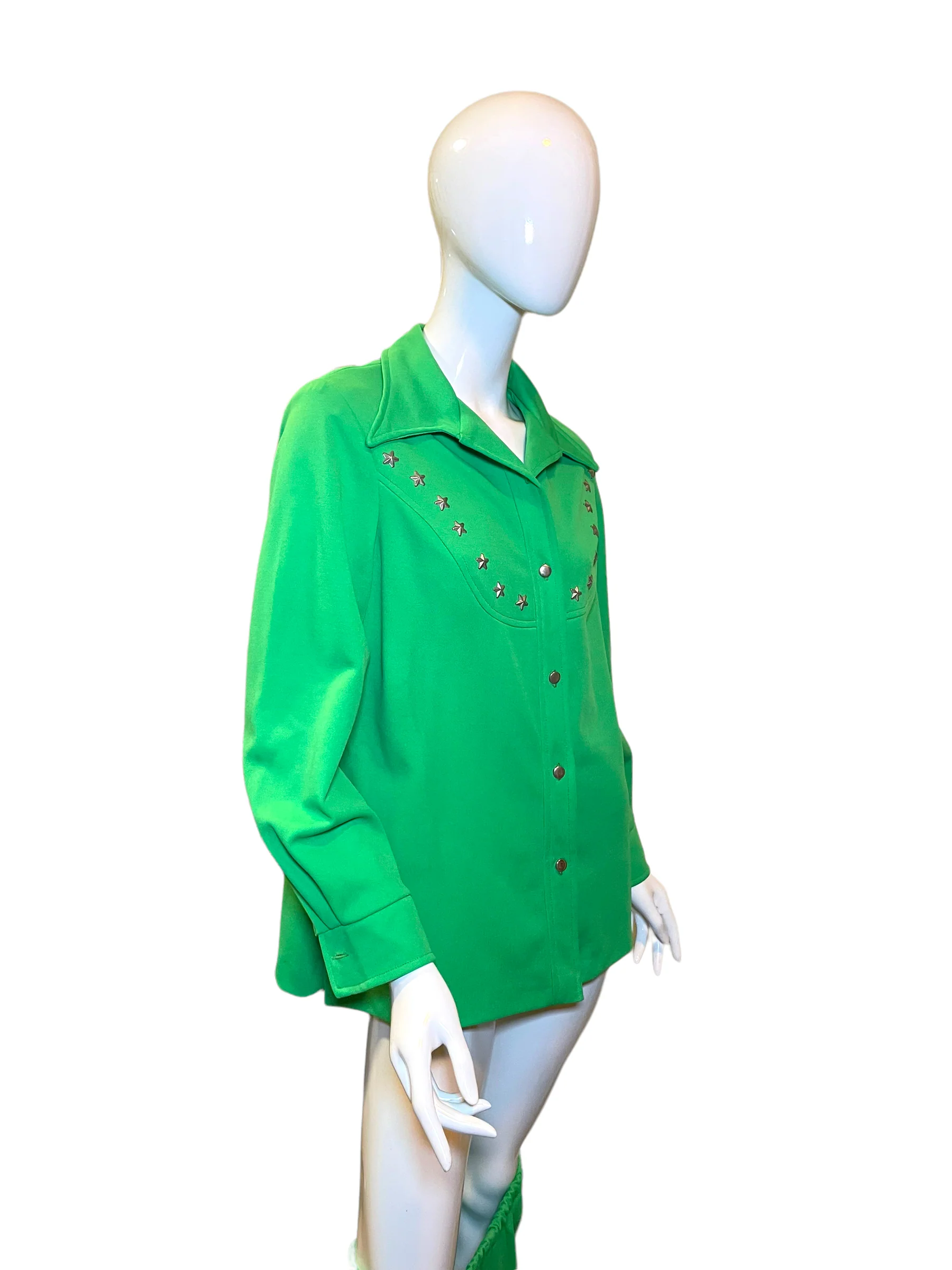 60s/70s Western Star Studded Yoke Button Up Shirt Shacket - Image 5