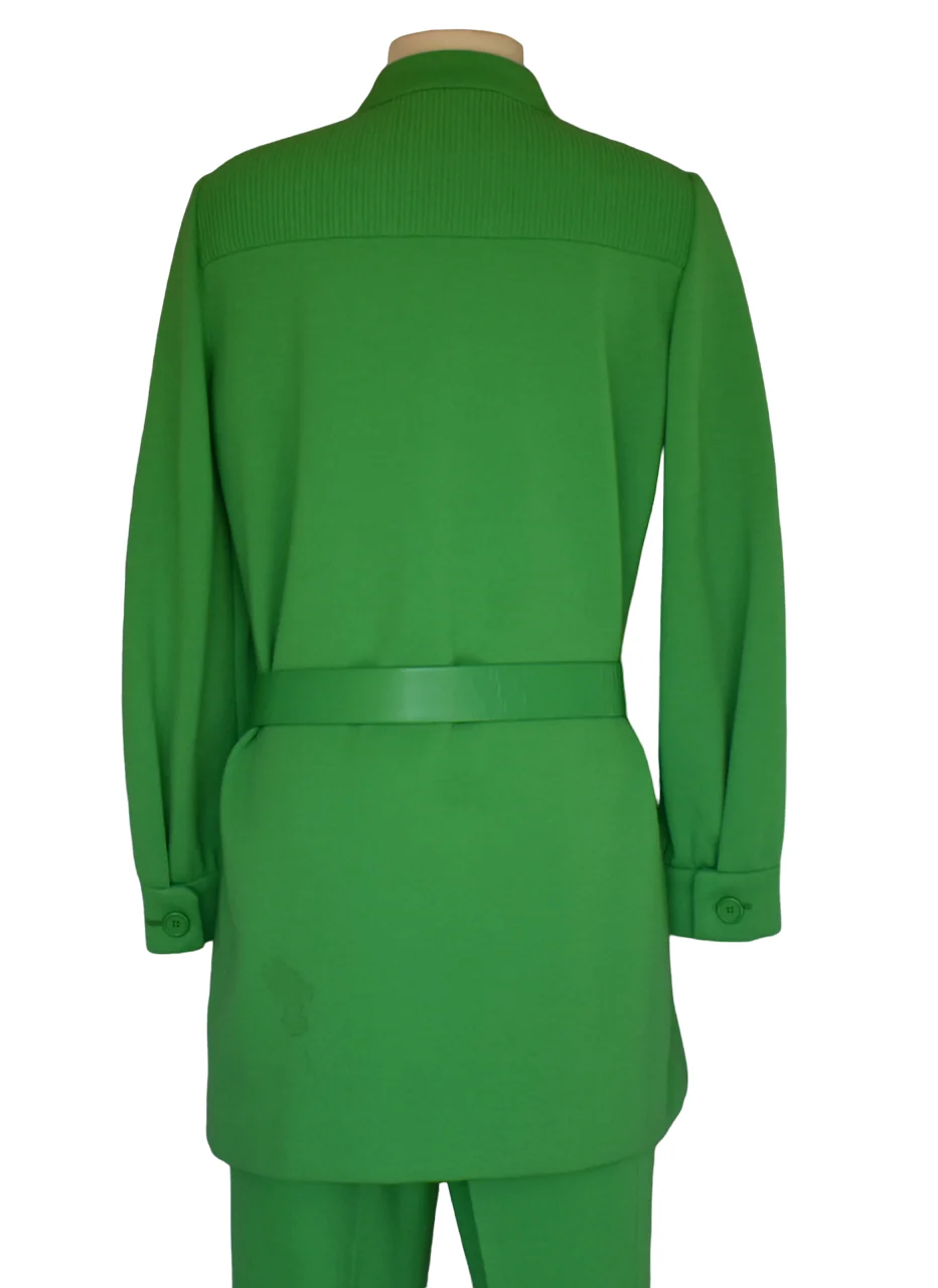 60s/70s Wool Knit Tunic Top And Pants Two Piece Set Green By Kimberly - Image 9