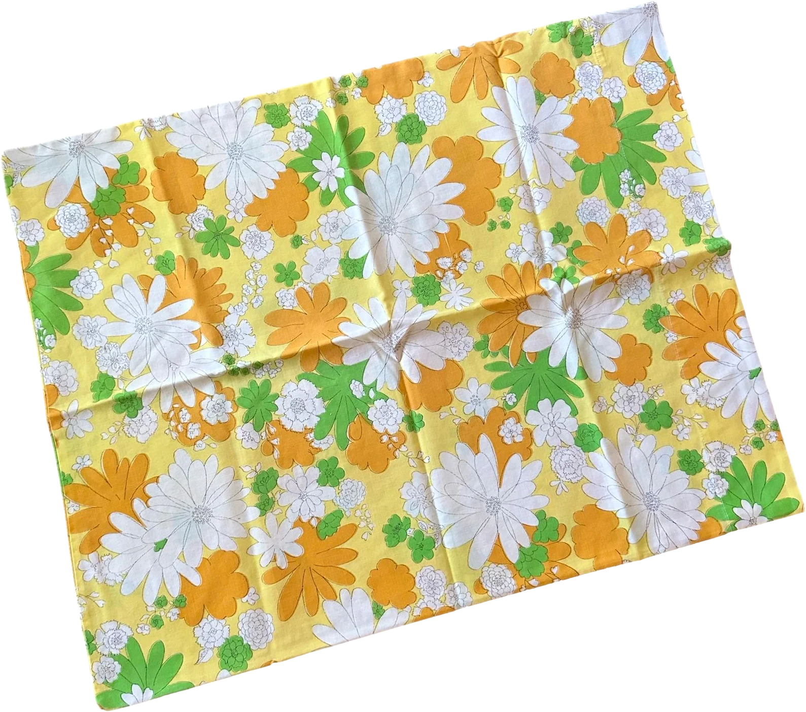60s/70s Yellow Green Orange Floral Pillowcase