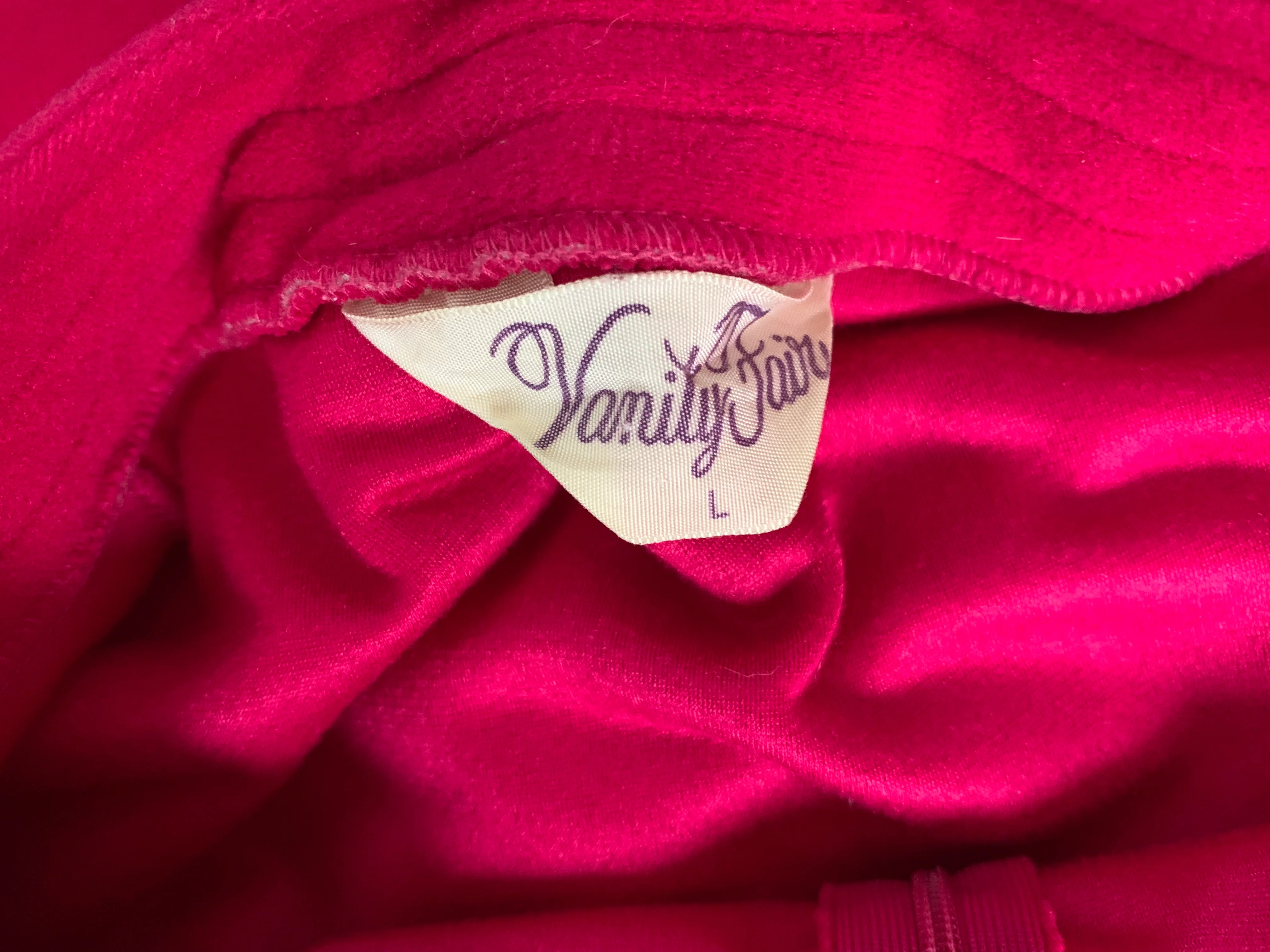 60s/70s Zipper Front Pink Velour Midi Robe By Vanity Fair - Image 10
