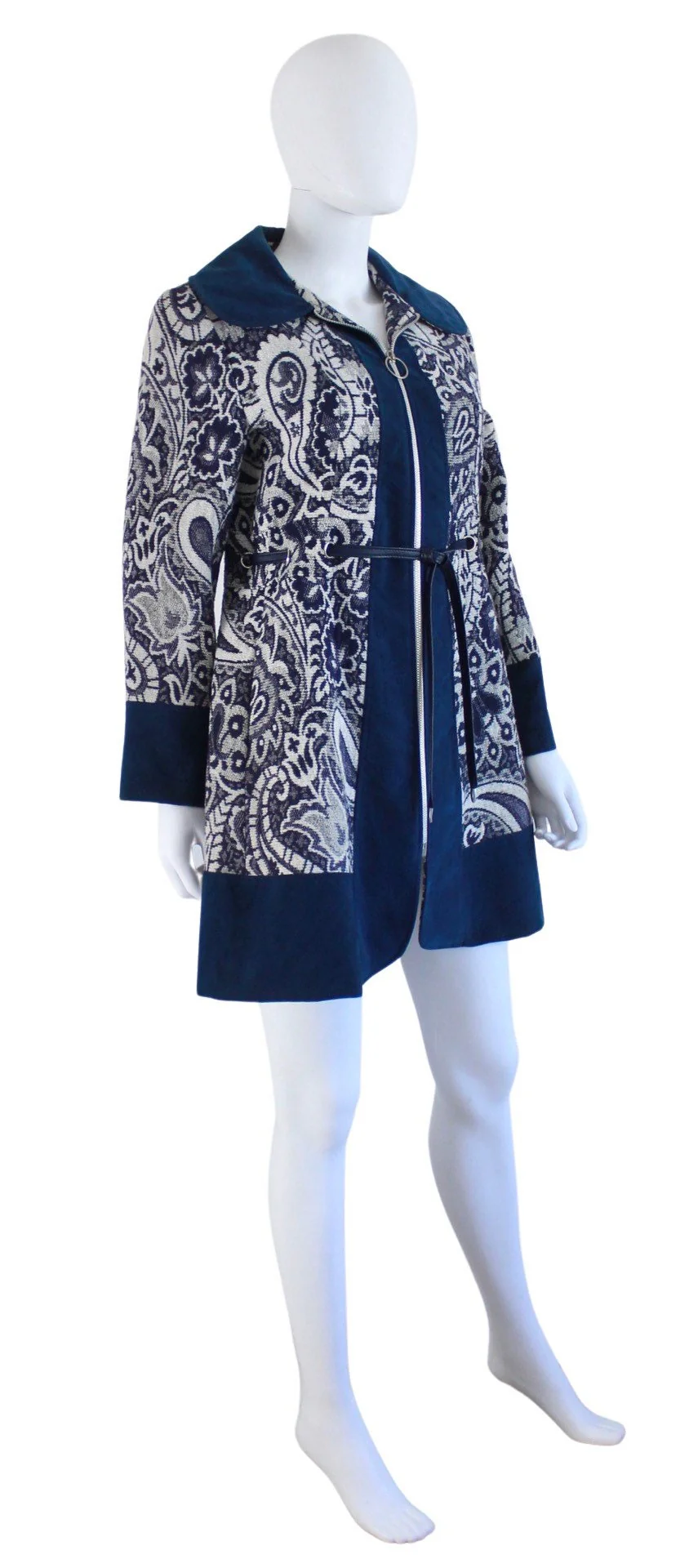 60s Aegean Blue Tapestry Coat - Image 5