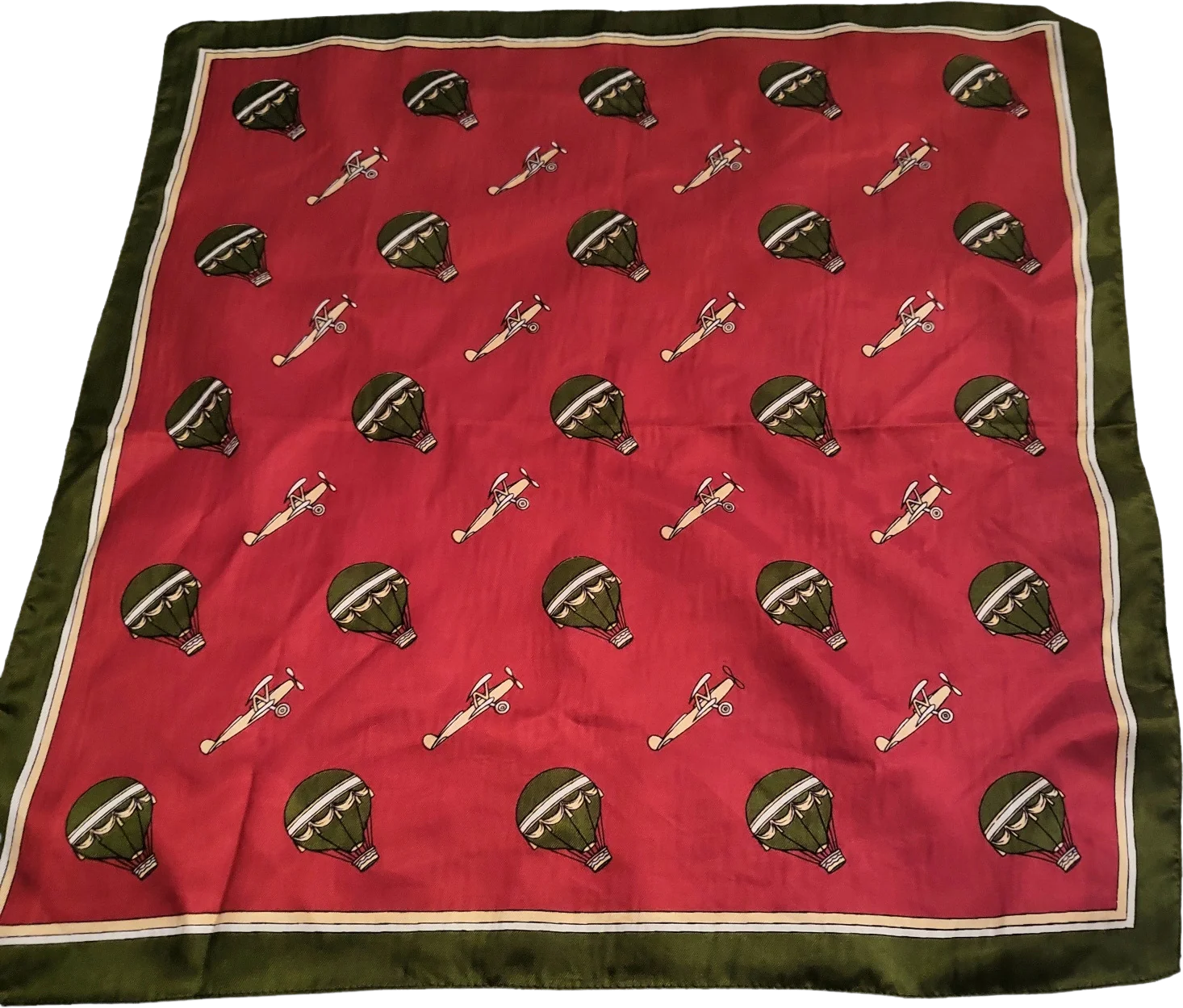 60s Air Show Hot Air Balloon And Plane Italian Scarf - Image 2