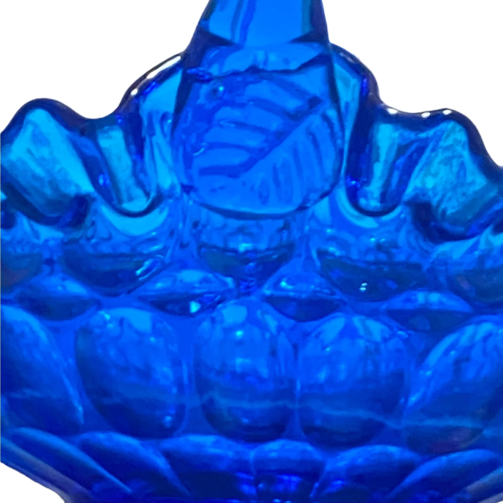 60s Art Glass Basket Thumbprint Pattern Colonial Blue By Fenton - Image 5