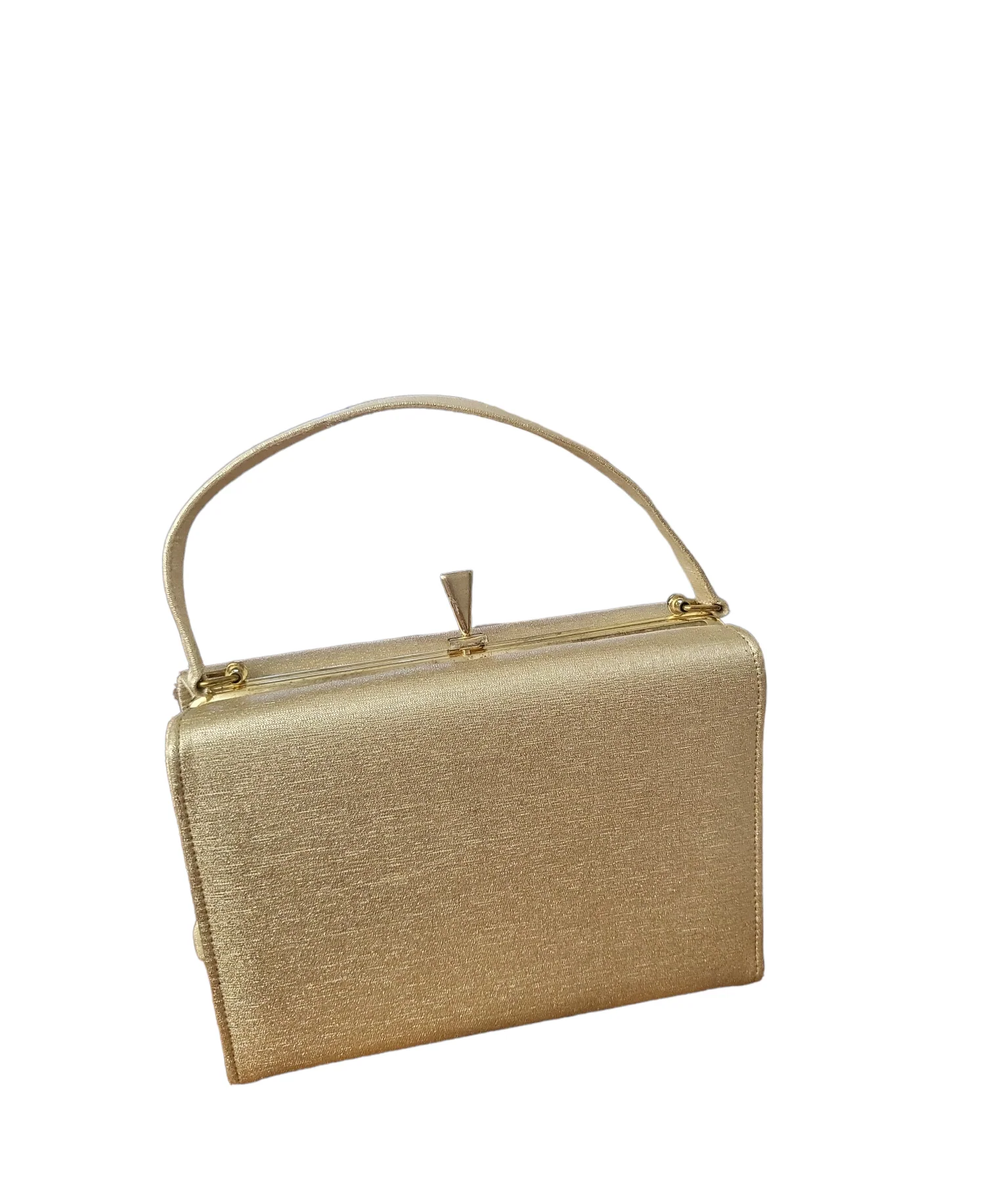 60s Atomic Era Gold Lame Hinged Purse By Naturalizer - Image 3