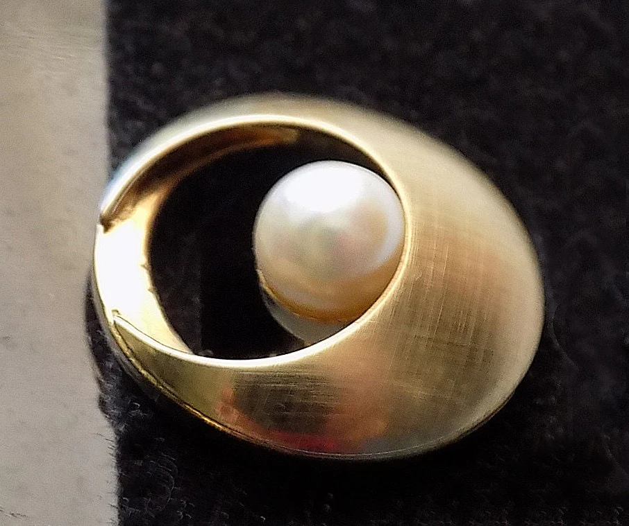 60s Atomic Textured Cuff Links Set with Costume Pearls James Bond - Image 4