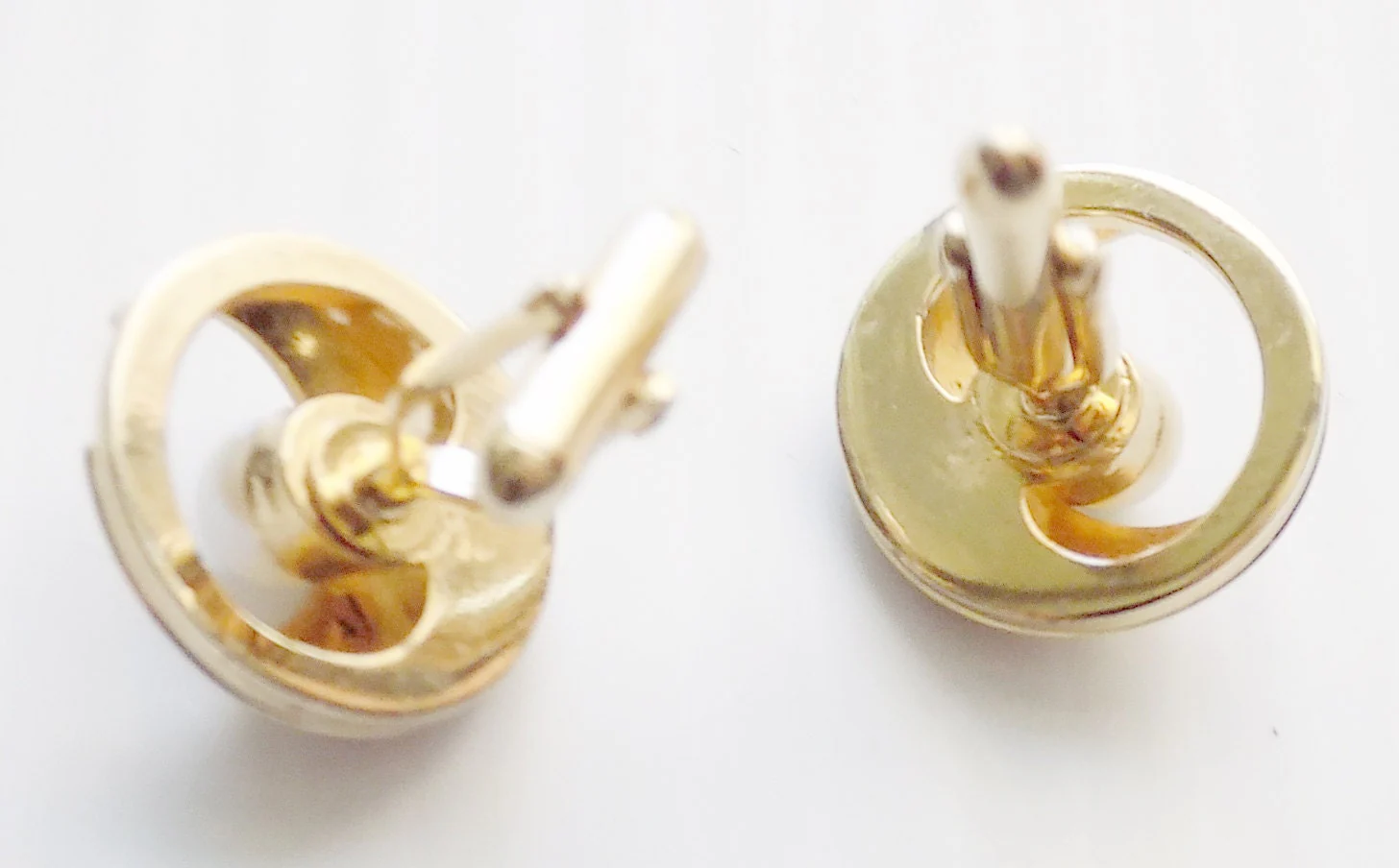 60s Atomic Textured Cuff Links Set with Costume Pearls James Bond - Image 5