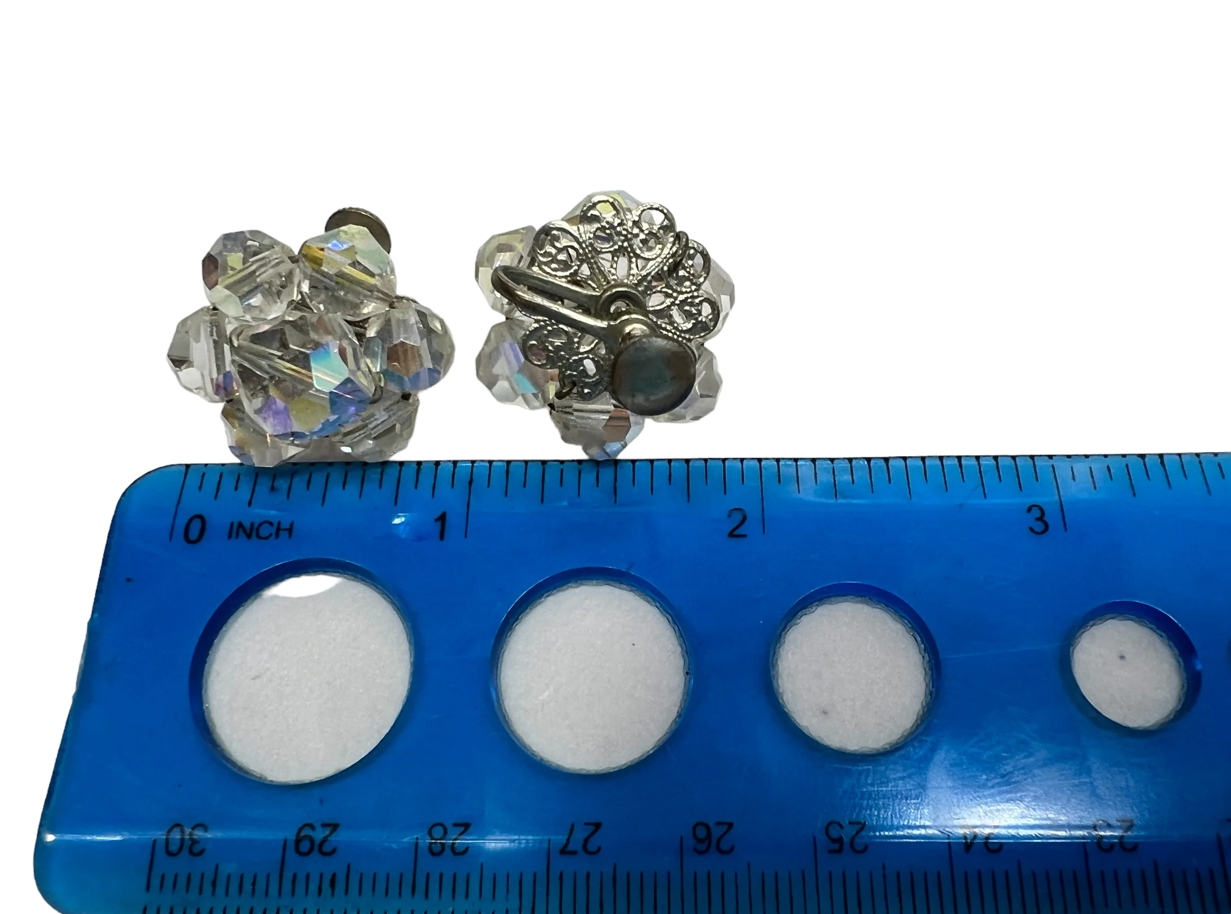 60s Aurora Borealis Beaded Crystal Choker Earrings - Image 12