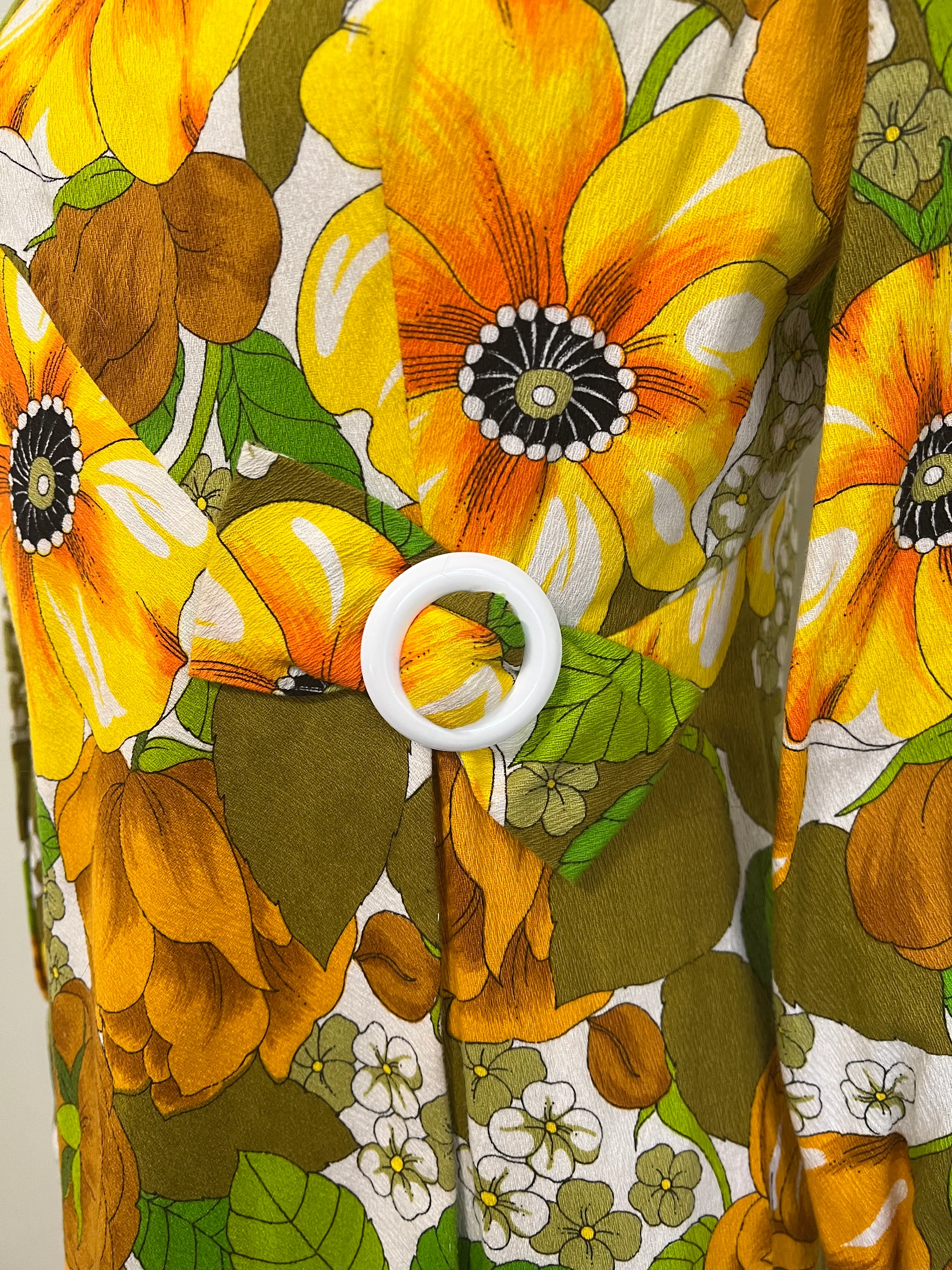 60s Autumnal Floral Bow Detail Wrap Dress - Image 5
