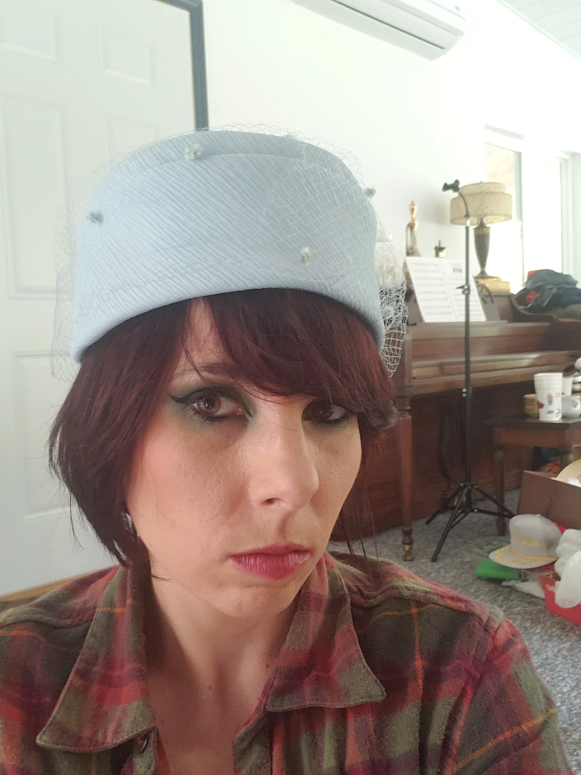 60s Baby Blue Pillbox Hat - Image 4