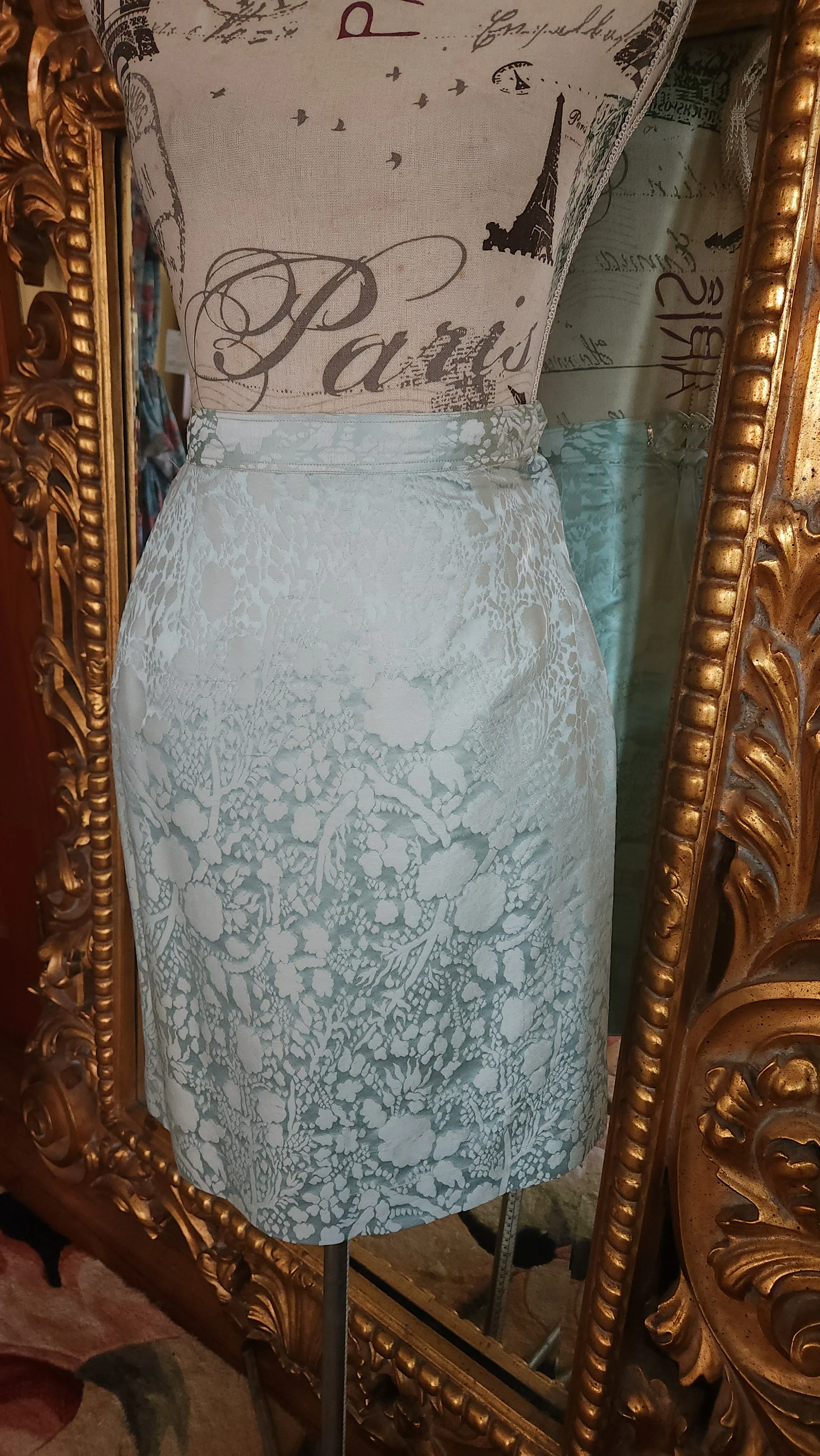 60s Baby Blue Silk Jacquard Skirt Suit By Royal Lynne - Image 8