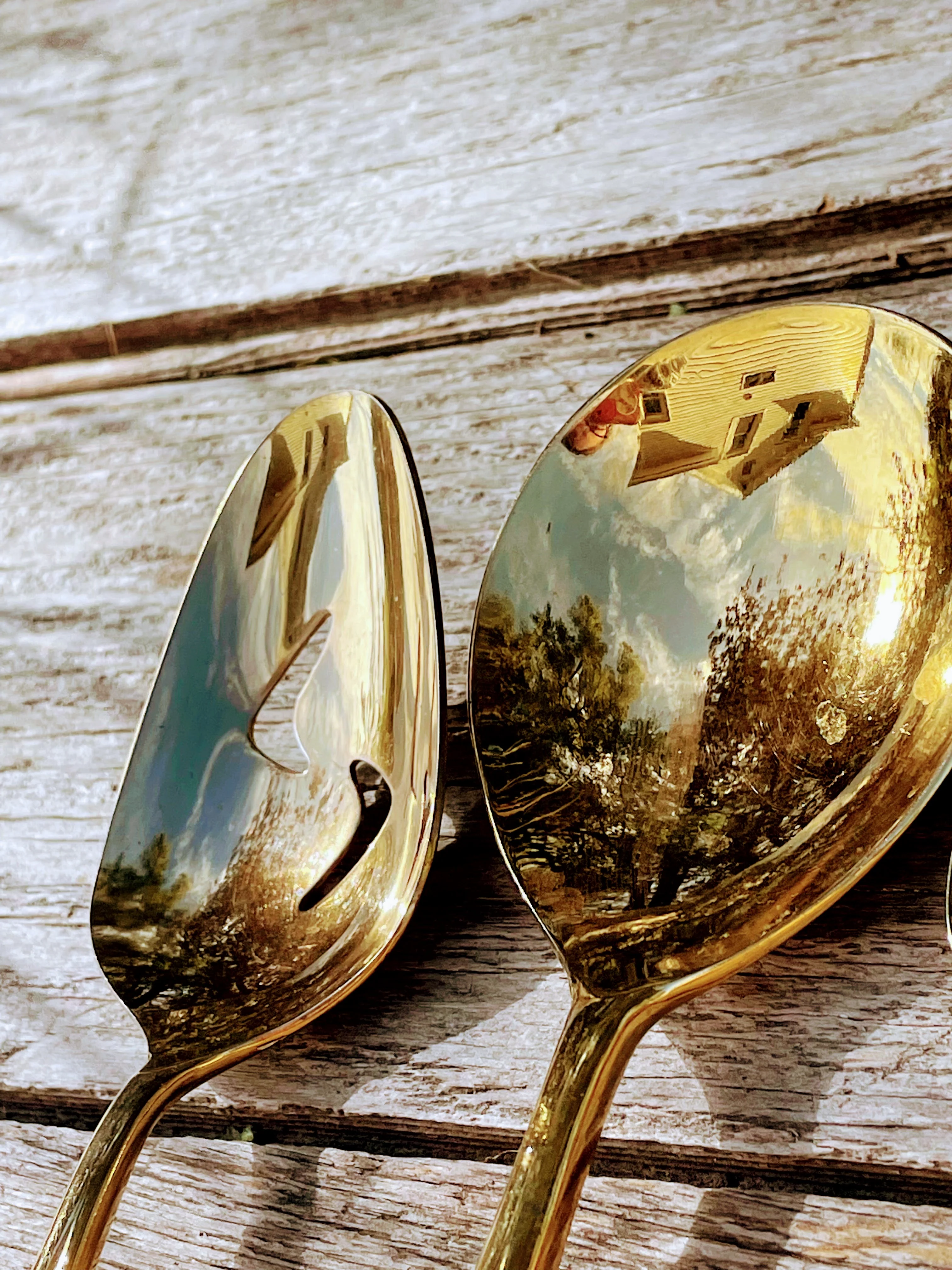60s Bamboo Mcm Stainless Gold Flatware Serving Set By Supreme Cutlery - Image 12