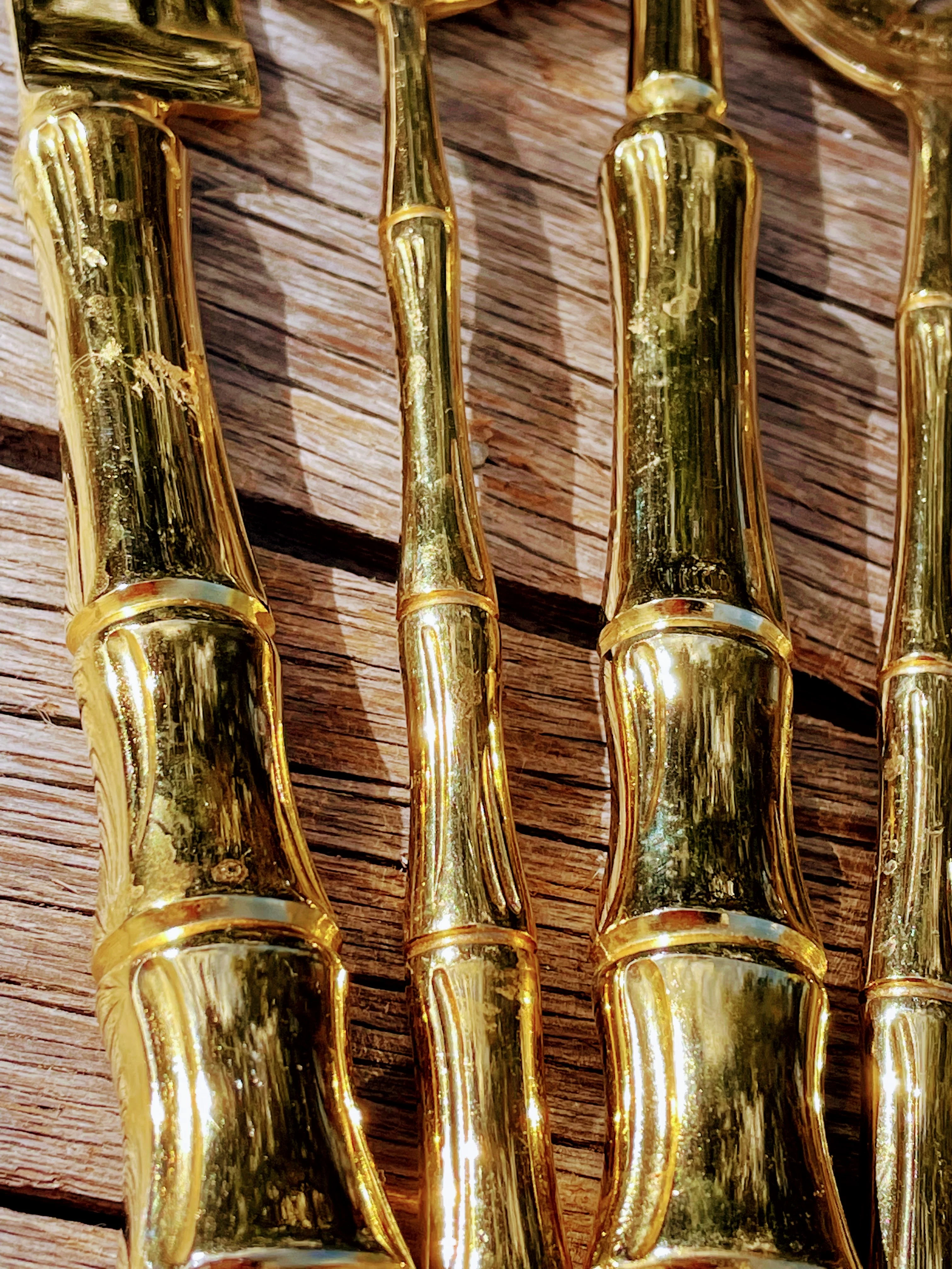 60s Bamboo Mcm Stainless Gold Flatware Serving Set By Supreme Cutlery - Image 8