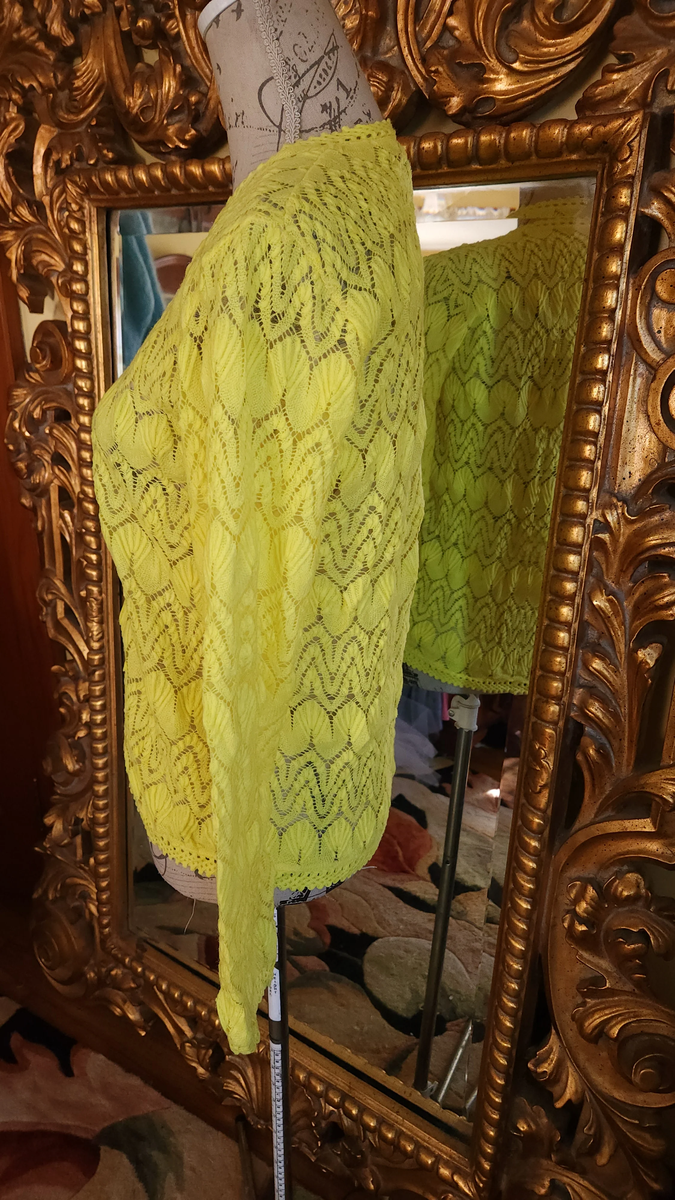 60s Beautiful Bright Yellow Lined Cardigan Sweater By Miss Holly - Image 4