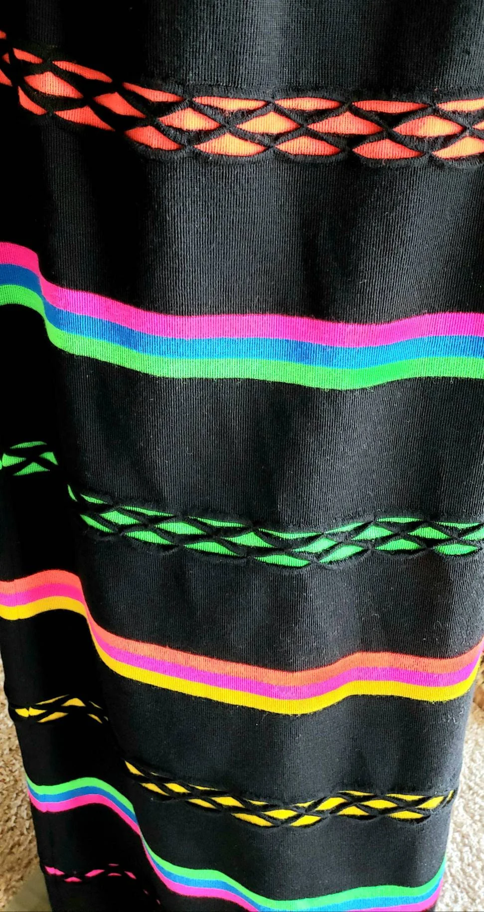 60s Black and Neon Striped Wool Maxi Skirt Banff Ltd Styled 12 by Gianni Ferri - Image 9
