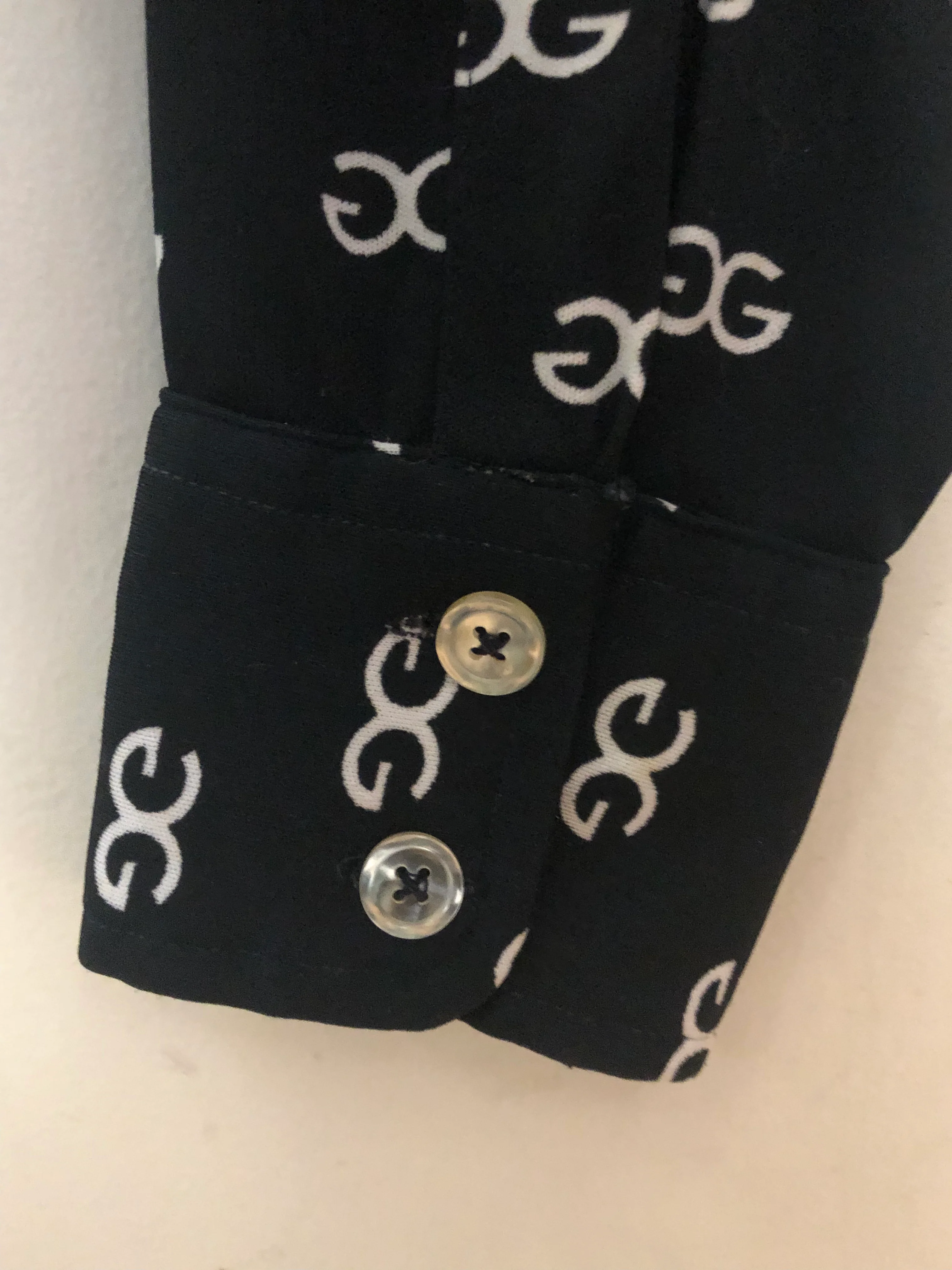 70s Black And White Logo Long Sleeve Button Up Shirt By Givenchy for Chesa - Image 6