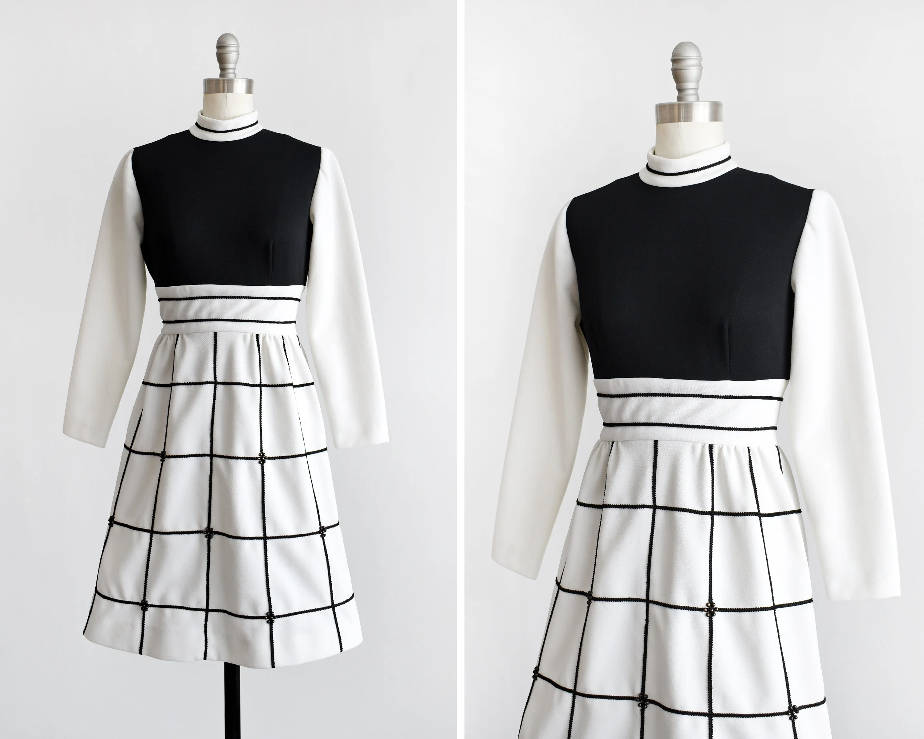 60s Black and White Mod Dress Vintage 60s Dress Mod Scooter Mini Dress, Xs by Peck & Peck - Image 2
