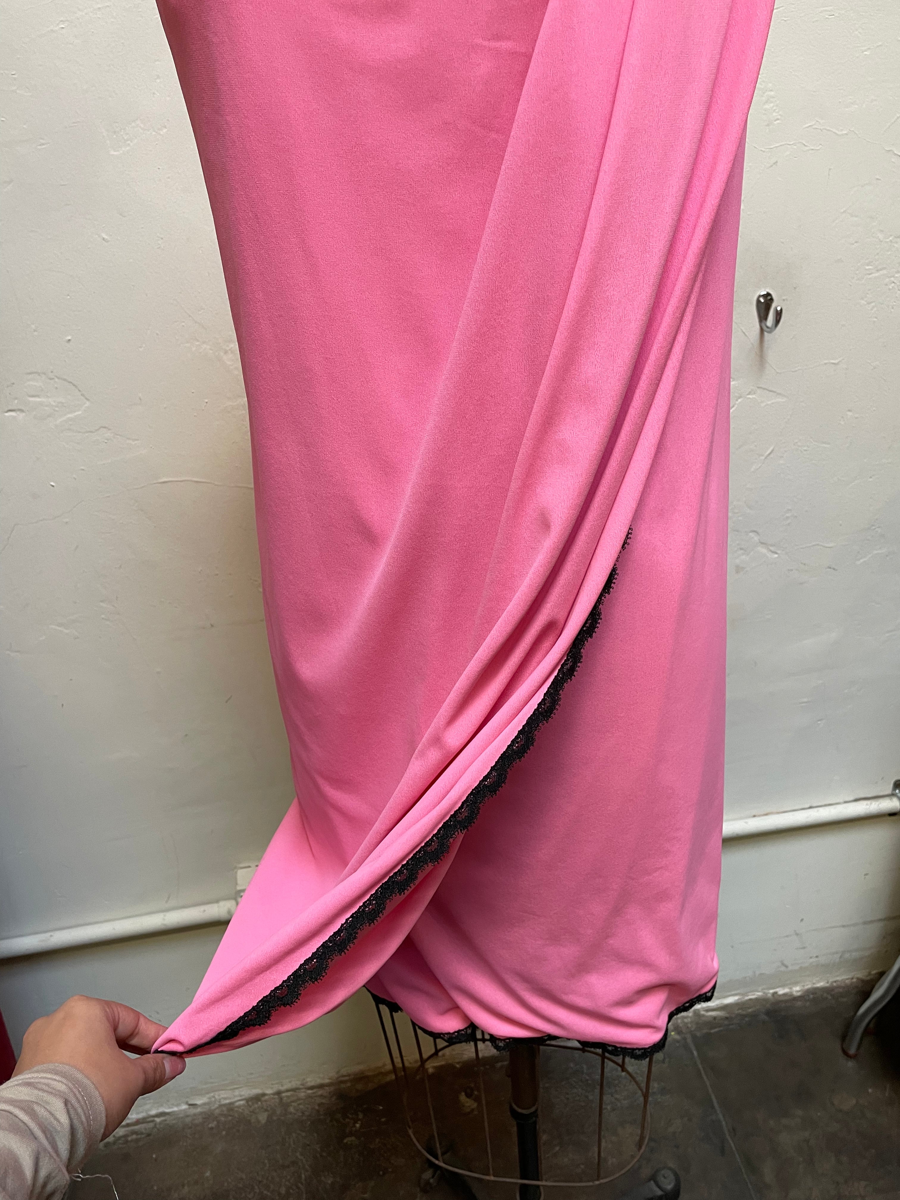 60s Black Lace Trim Pink Dress By Jer Marai - Image 8