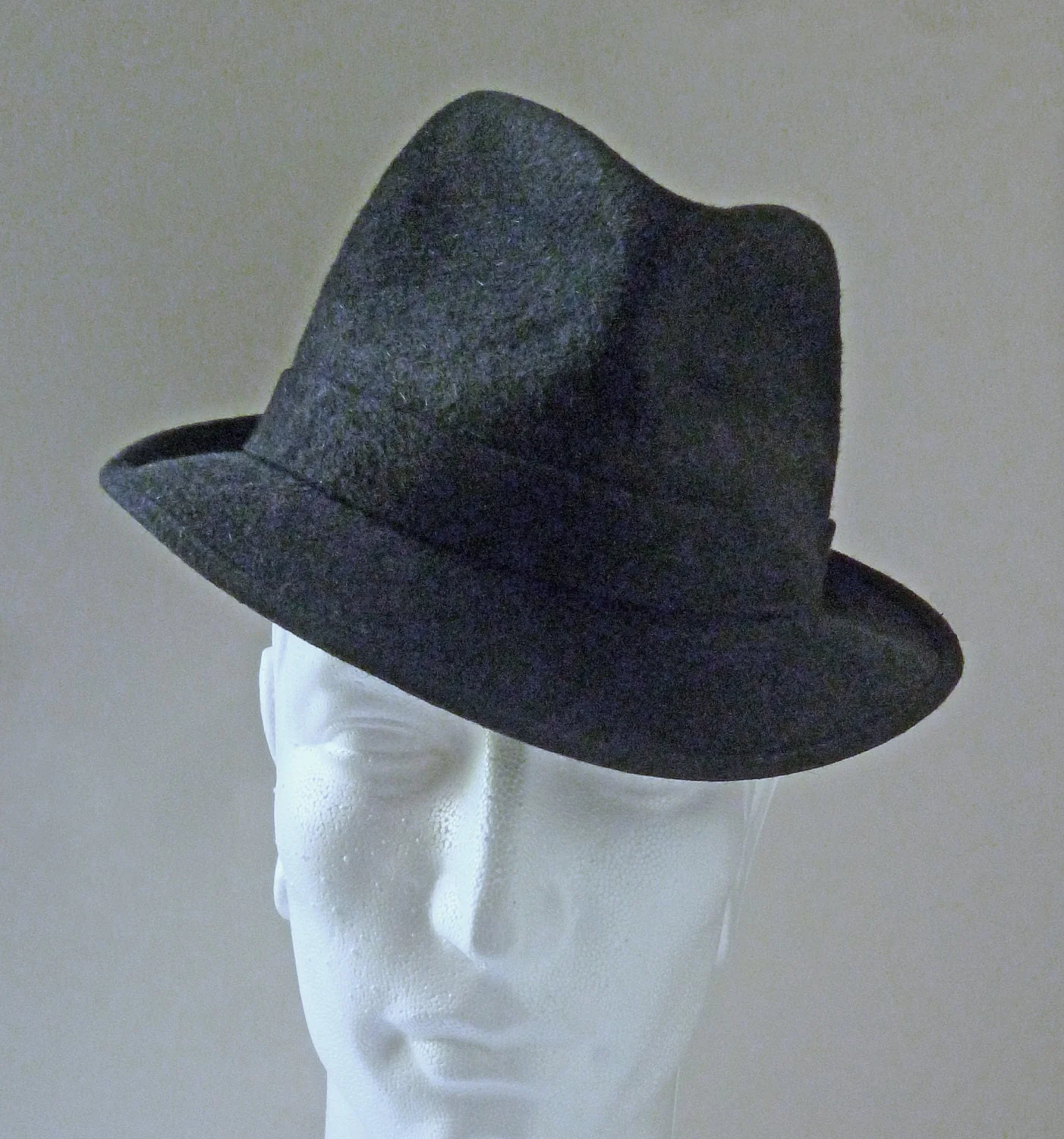 60s Black Mobster Italian Kashmir Fedora Pork Pie Hat - 7 1 4 High End Thin Brim European Style - Image 2