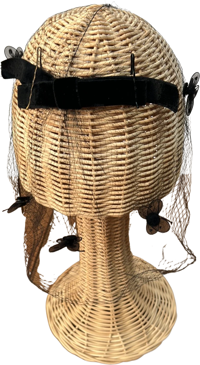 60s Black Net Hair Cover Butterflies