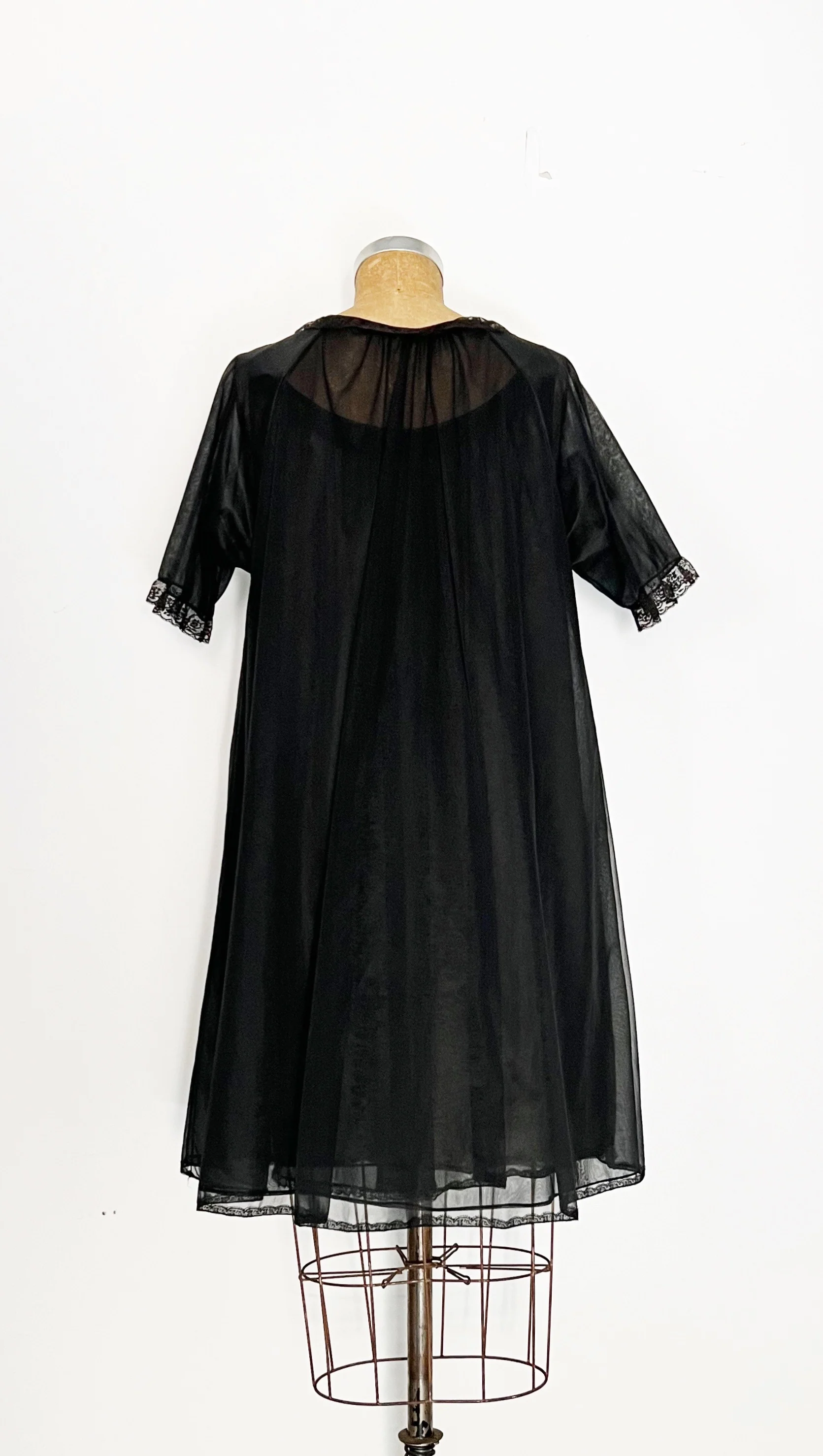 60s Black Nylon Chiffon Peignoir And Nightgown Set by Vanity Fair - Image 8