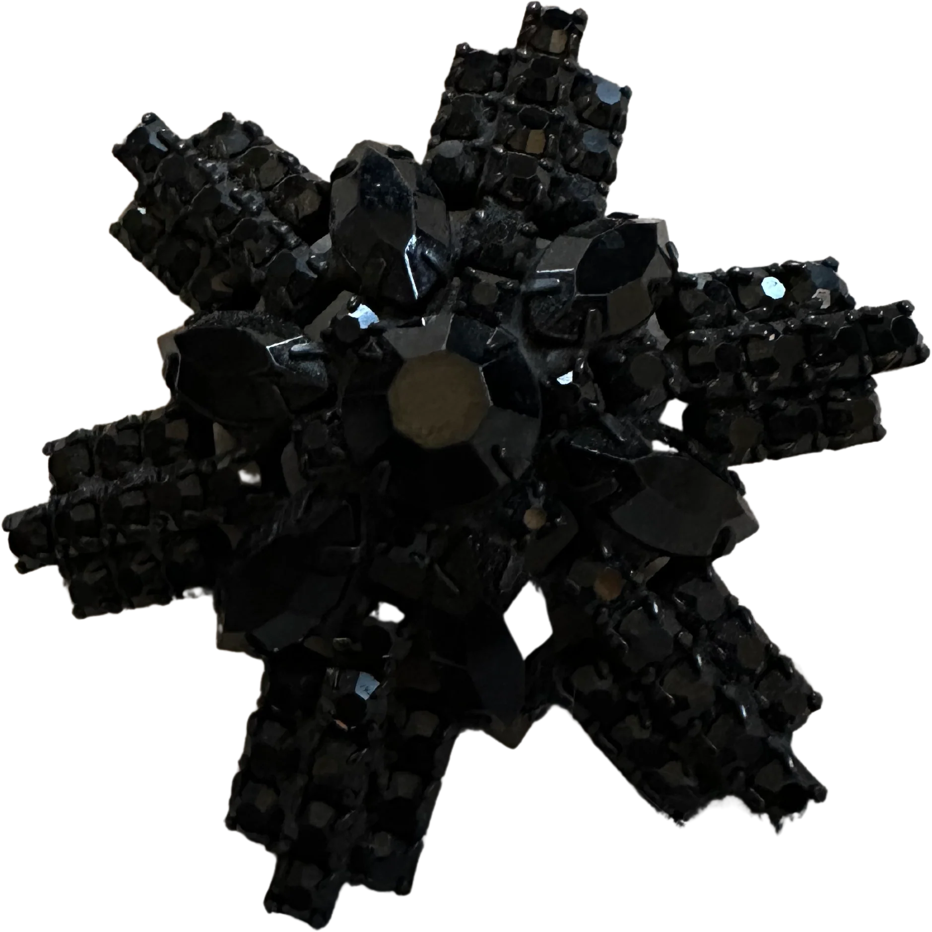 60s Black Rhinestone Snowflake Pin