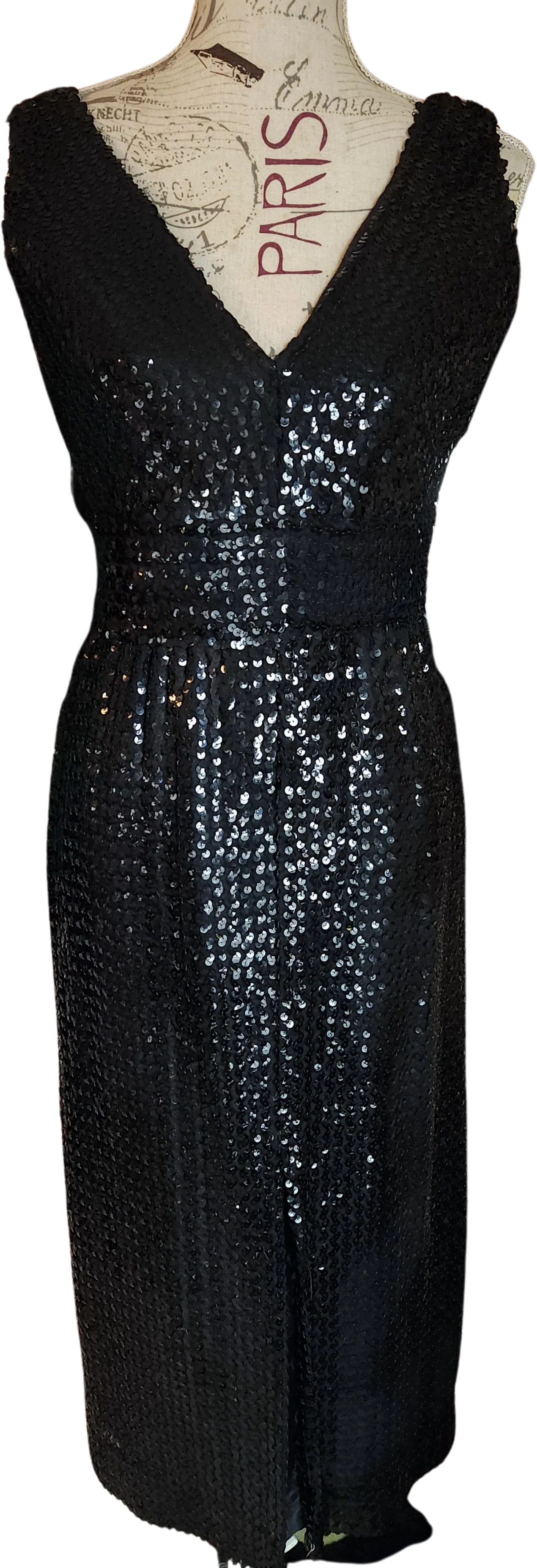 60s Black Sequin Gown