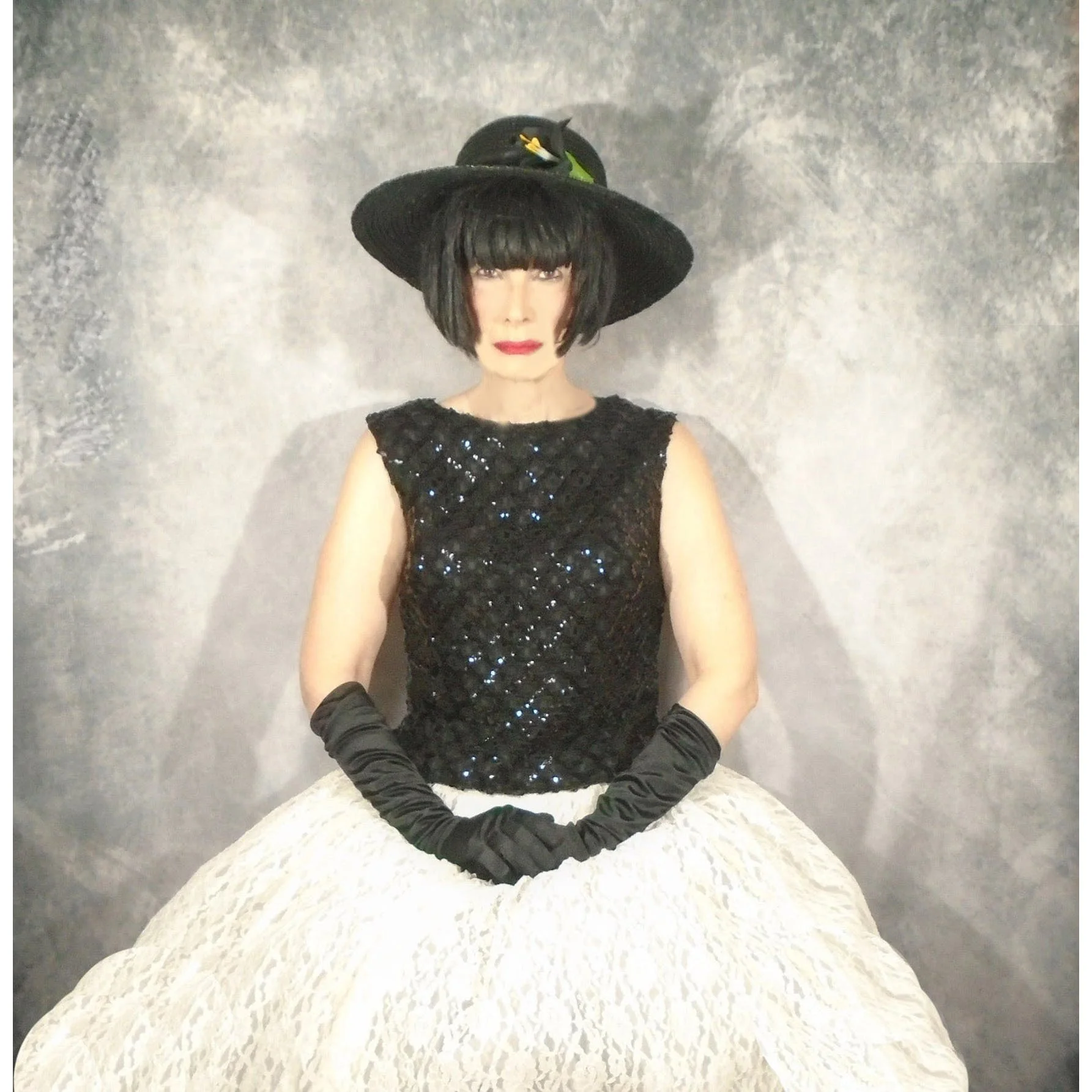 60s Black Sequin Shell Rayon Crochet Boatneck Top by Weber - Image 5