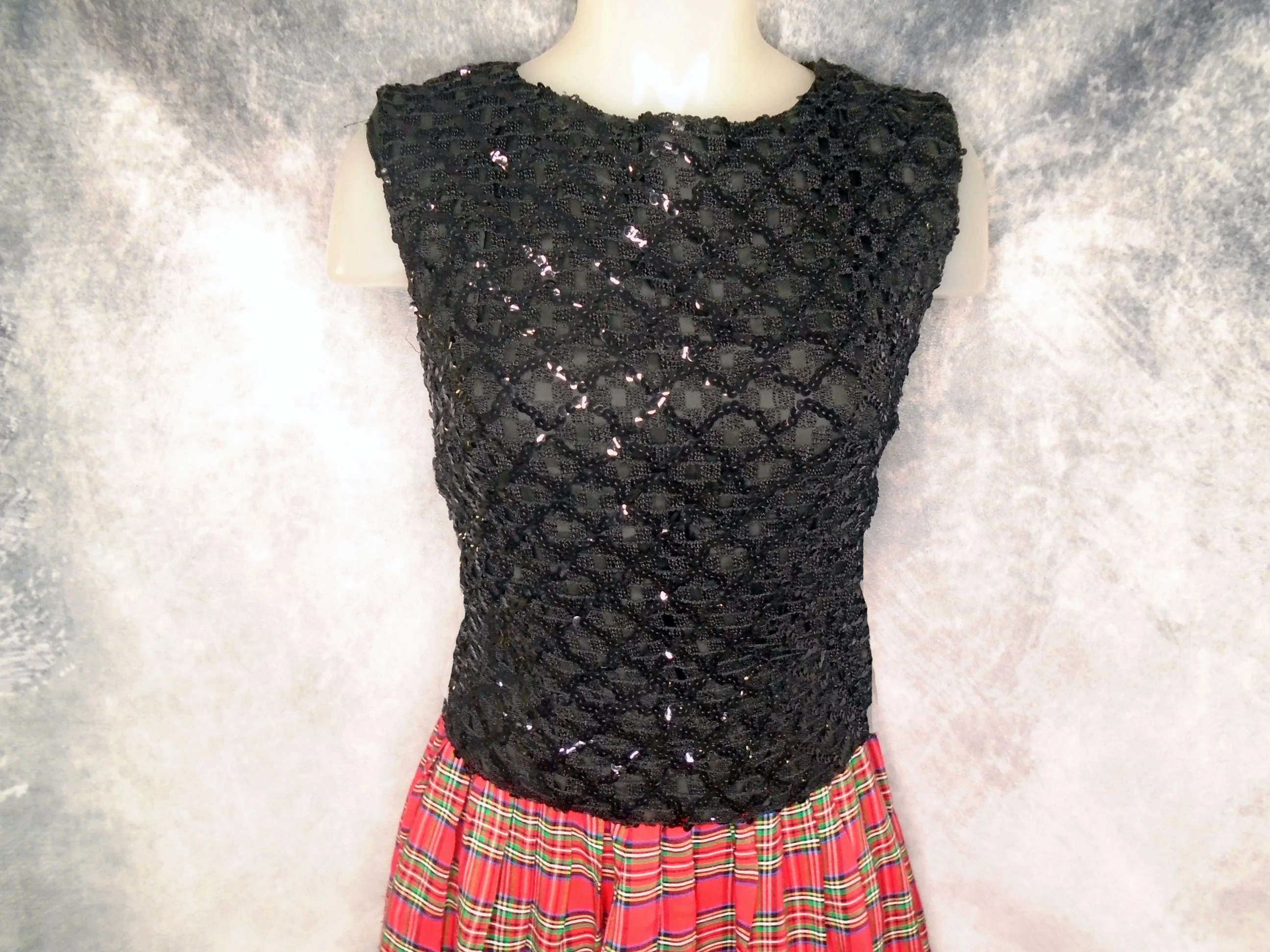 60s Black Sequin Shell Rayon Crochet Boatneck Top by Weber - Image 6