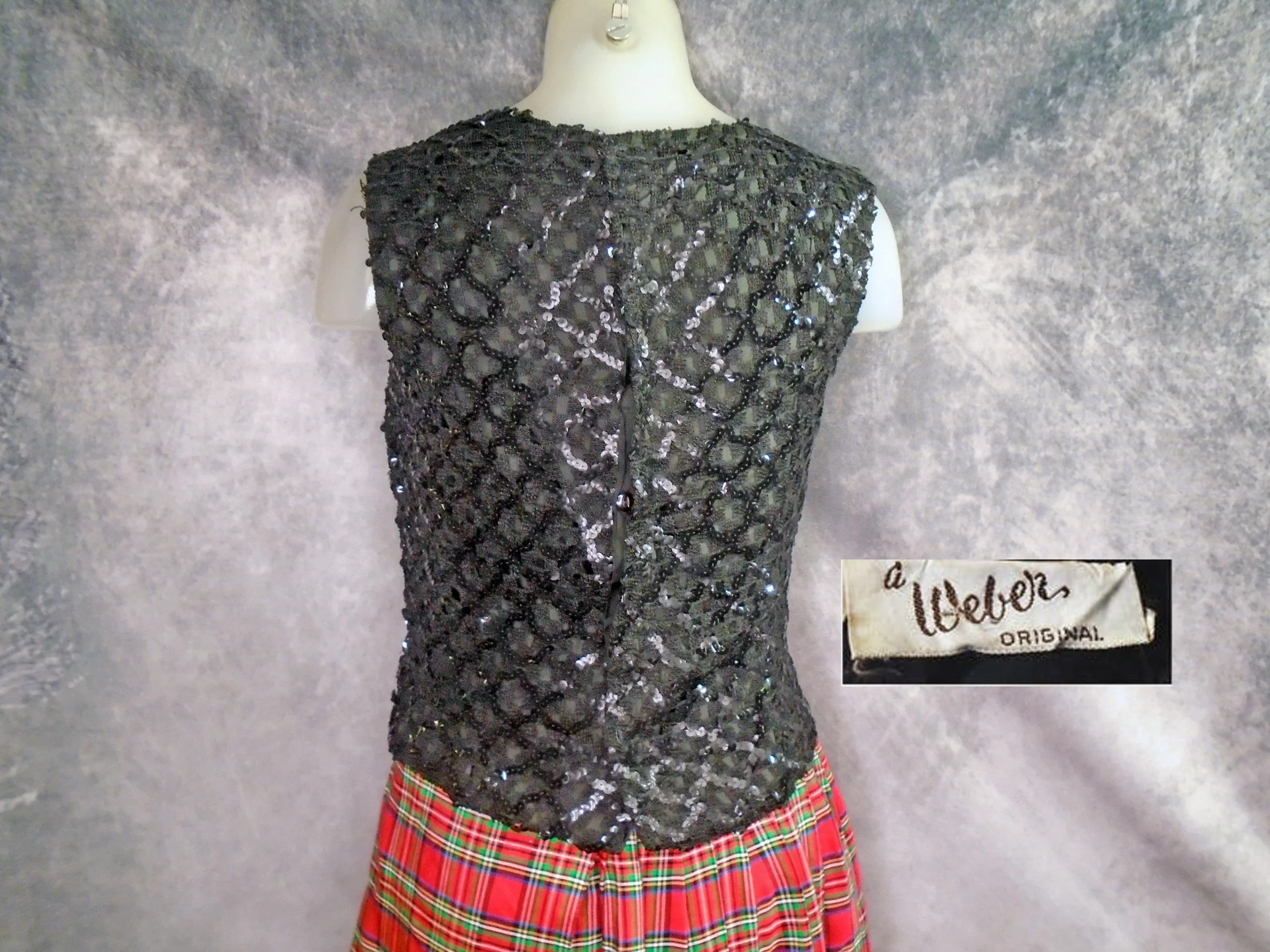 60s Black Sequin Shell Rayon Crochet Boatneck Top by Weber - Image 7