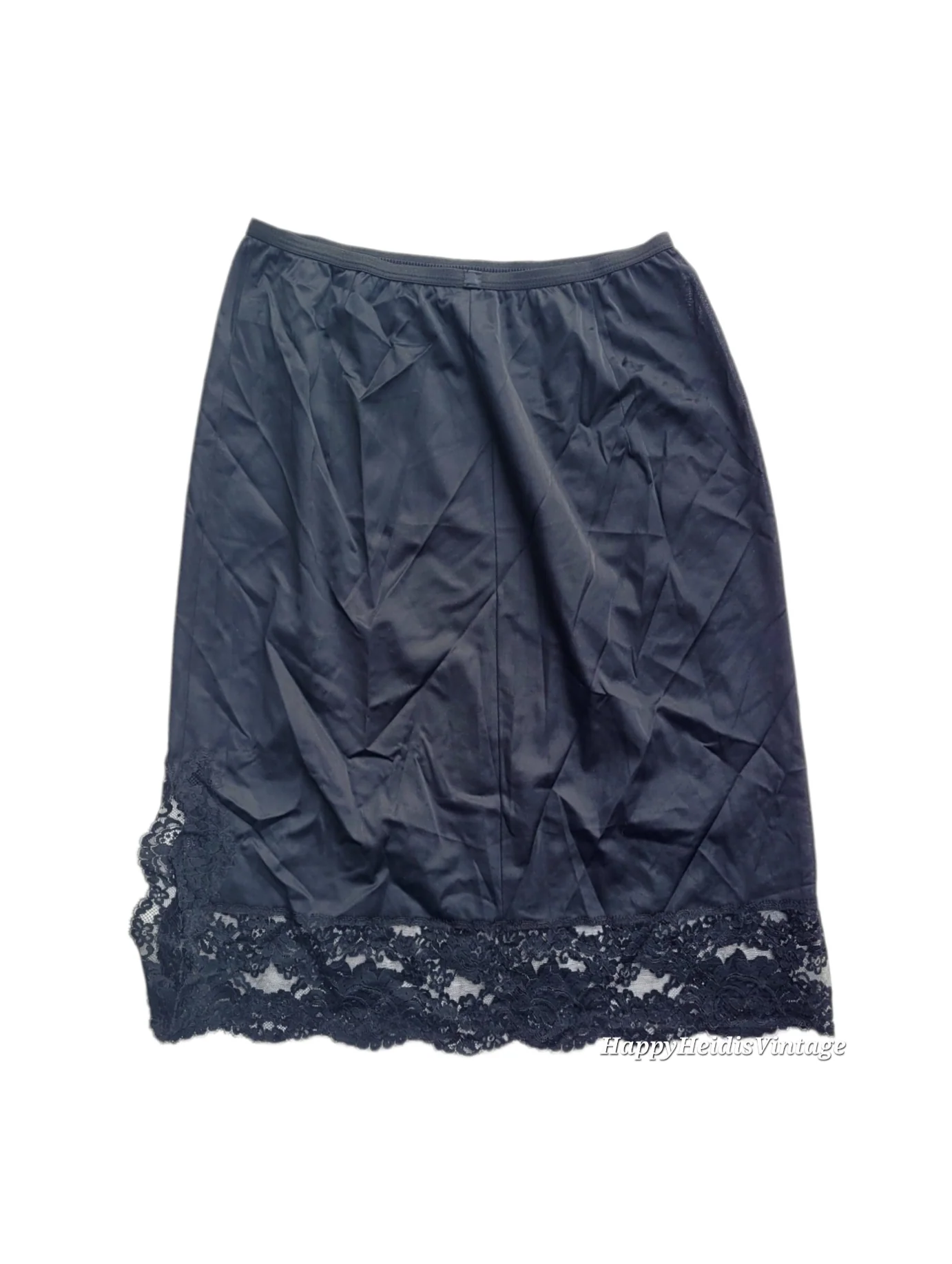 60s Black Side Slit Slip With Wide Lace Trim Tricot By Vanity Fair - Image 4