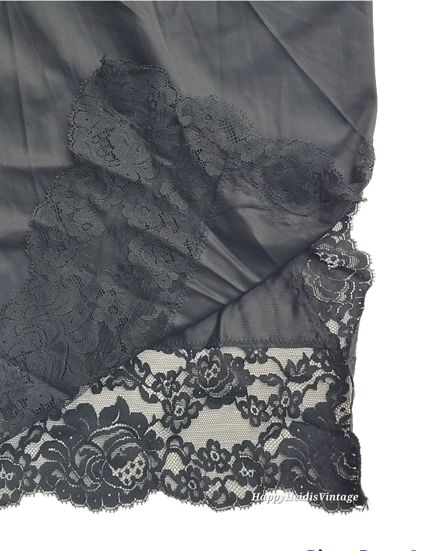 60s Black Side Slit Slip With Wide Lace Trim Tricot By Vanity Fair - Image 7