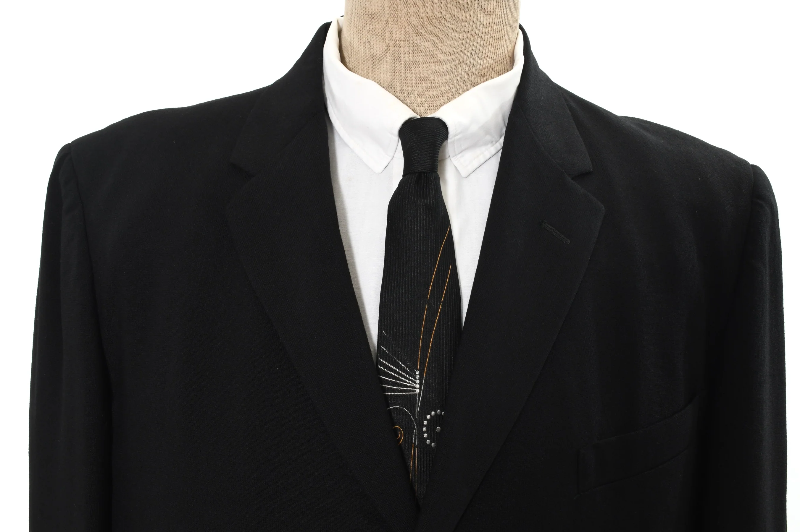 60s Black Single Breasted Two Piece Pants Suit By Truxton - Image 4