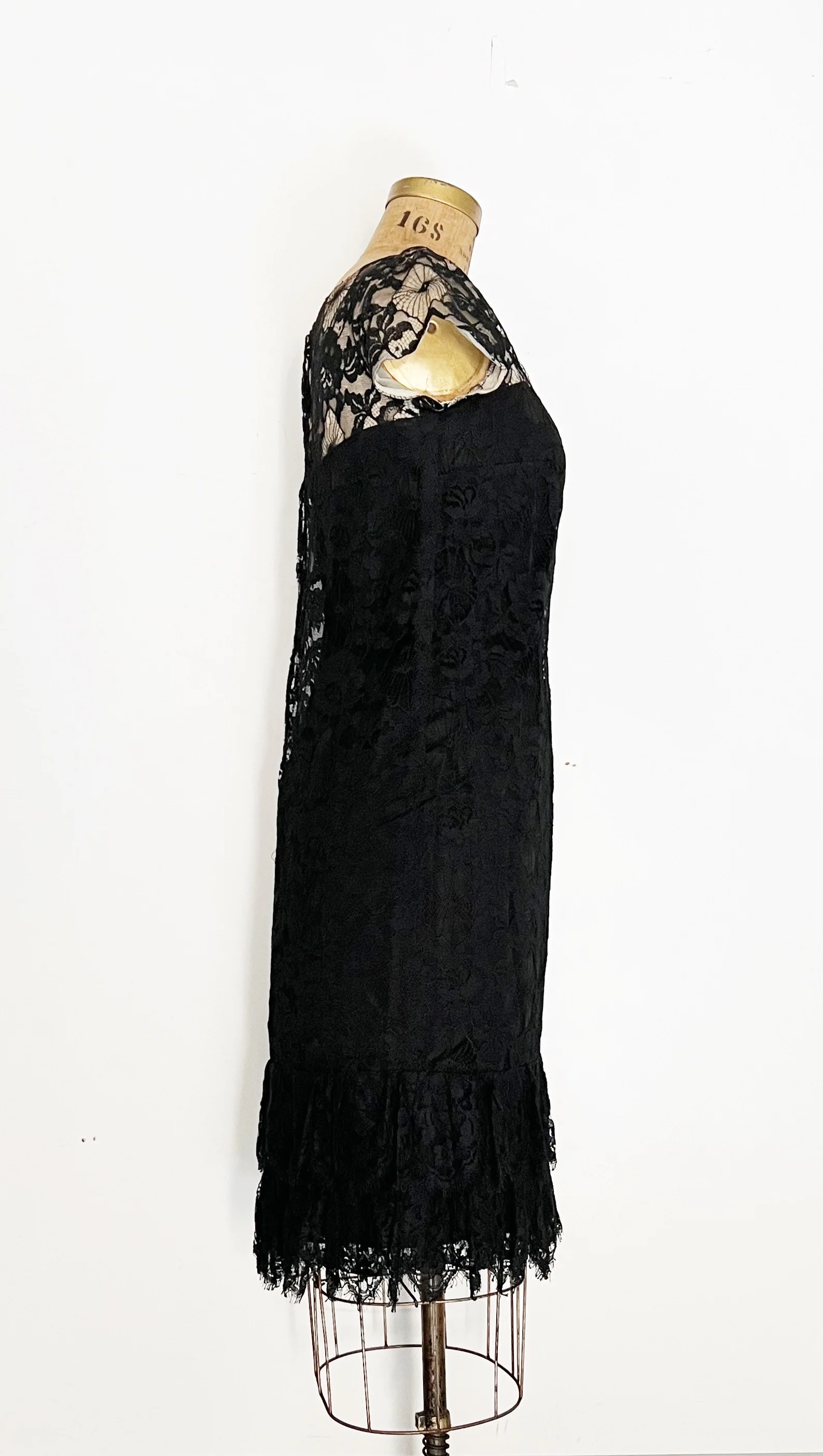 60s Black Spiderweb Lace Cocktail Dress By Best & Co - Image 4