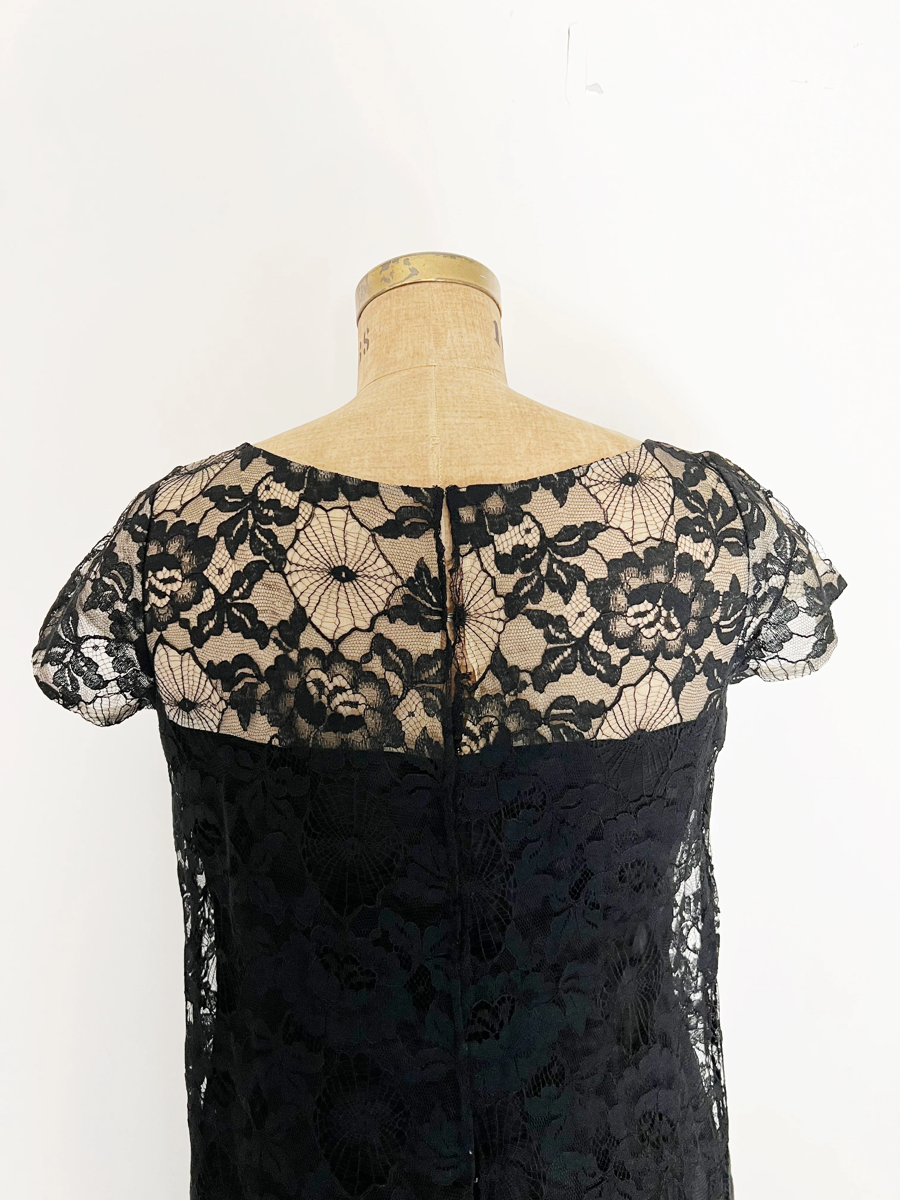 60s Black Spiderweb Lace Cocktail Dress By Best & Co - Image 6