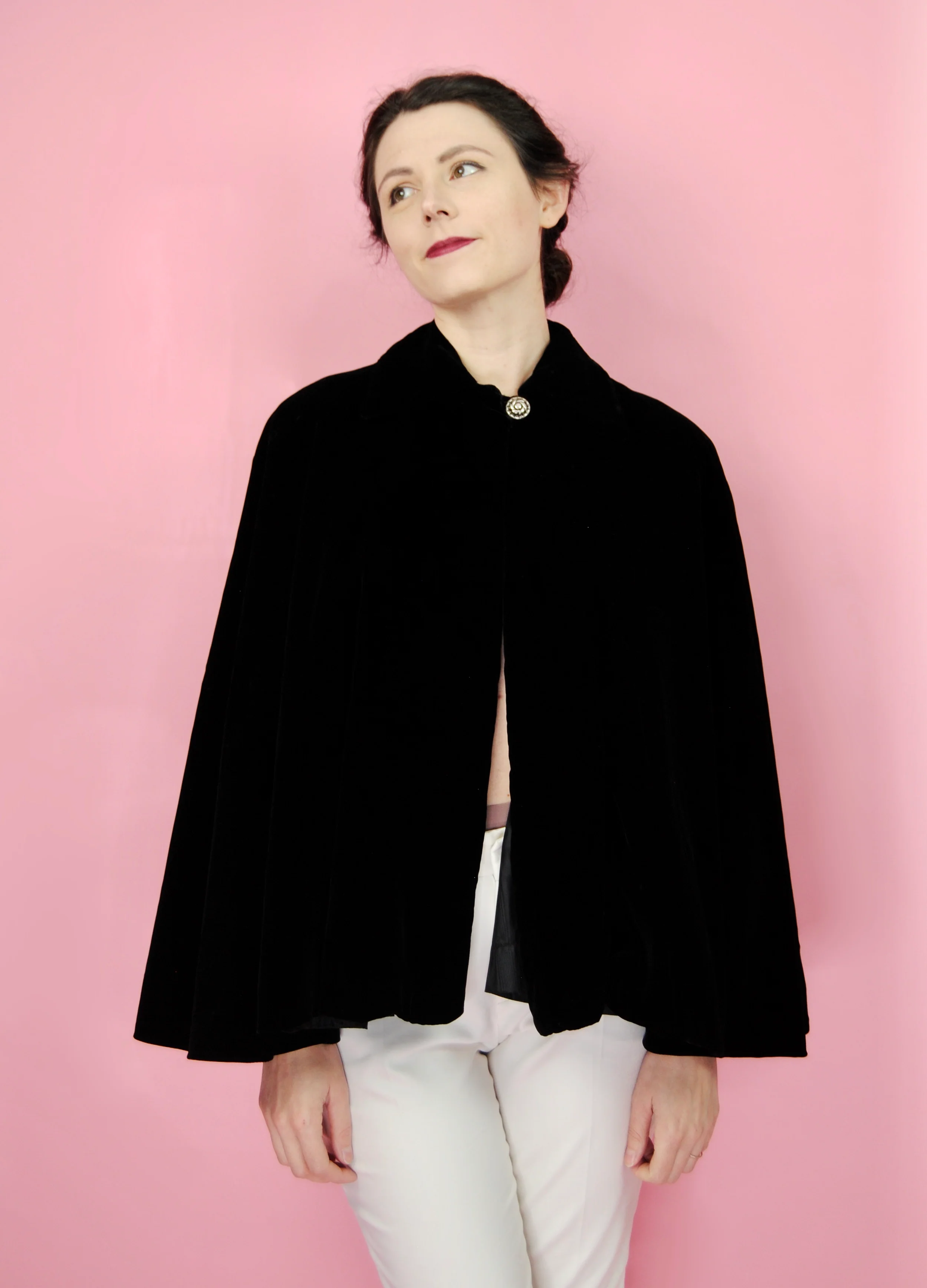60s Black Velvet Opera Cape - Open Size - Image 5