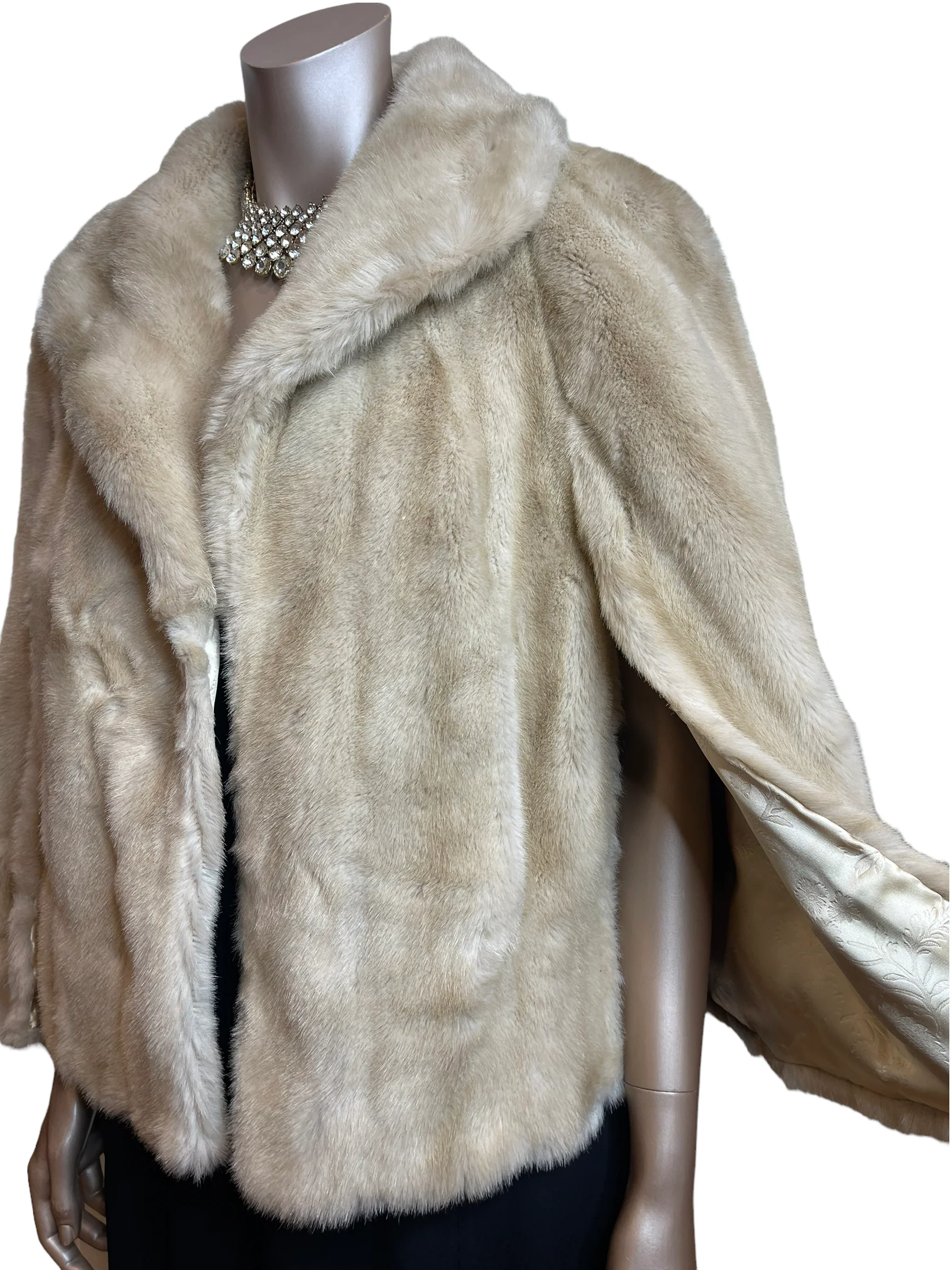 60s Blond Faux Fur Shrug With Pockets By Tissavel - Image 3