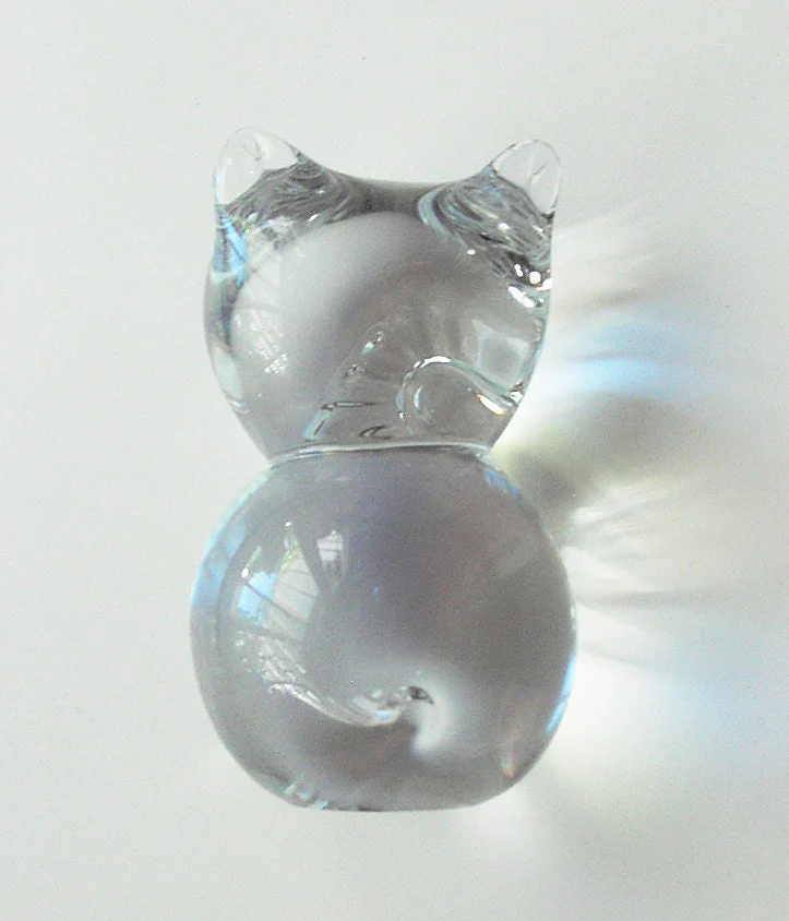 60s Blown Glass Baby Owl Paperweight Decorative Bird Owlet Décor Baby Animal - Image 3