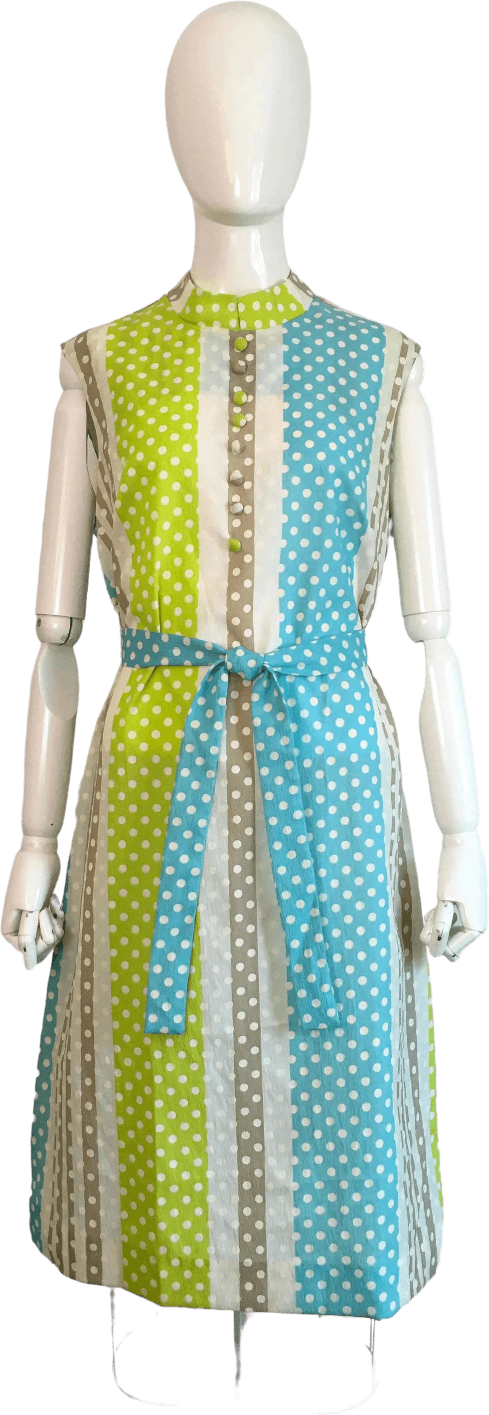 60's Blue and Green Mod Polka Dot Scooter Dress by Queen’s Way to Fashion