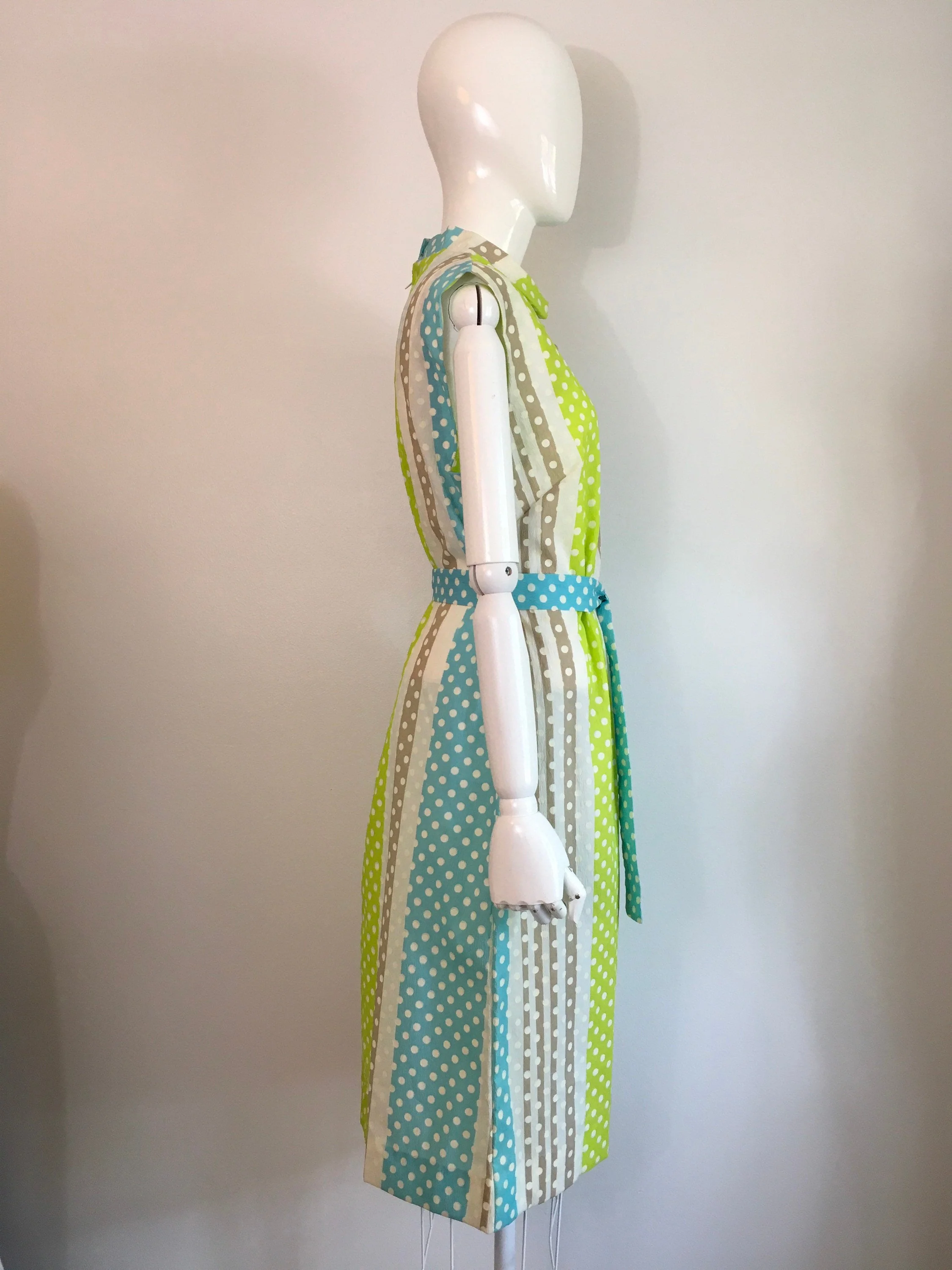 60's Blue and Green Mod Polka Dot Scooter Dress by Queen’s Way to Fashion - Image 3